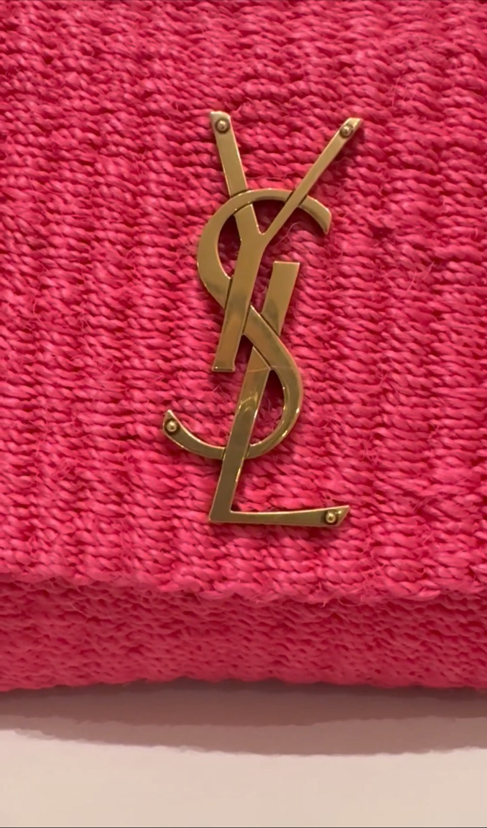 Ysl Niki borsa media in raffia rosa