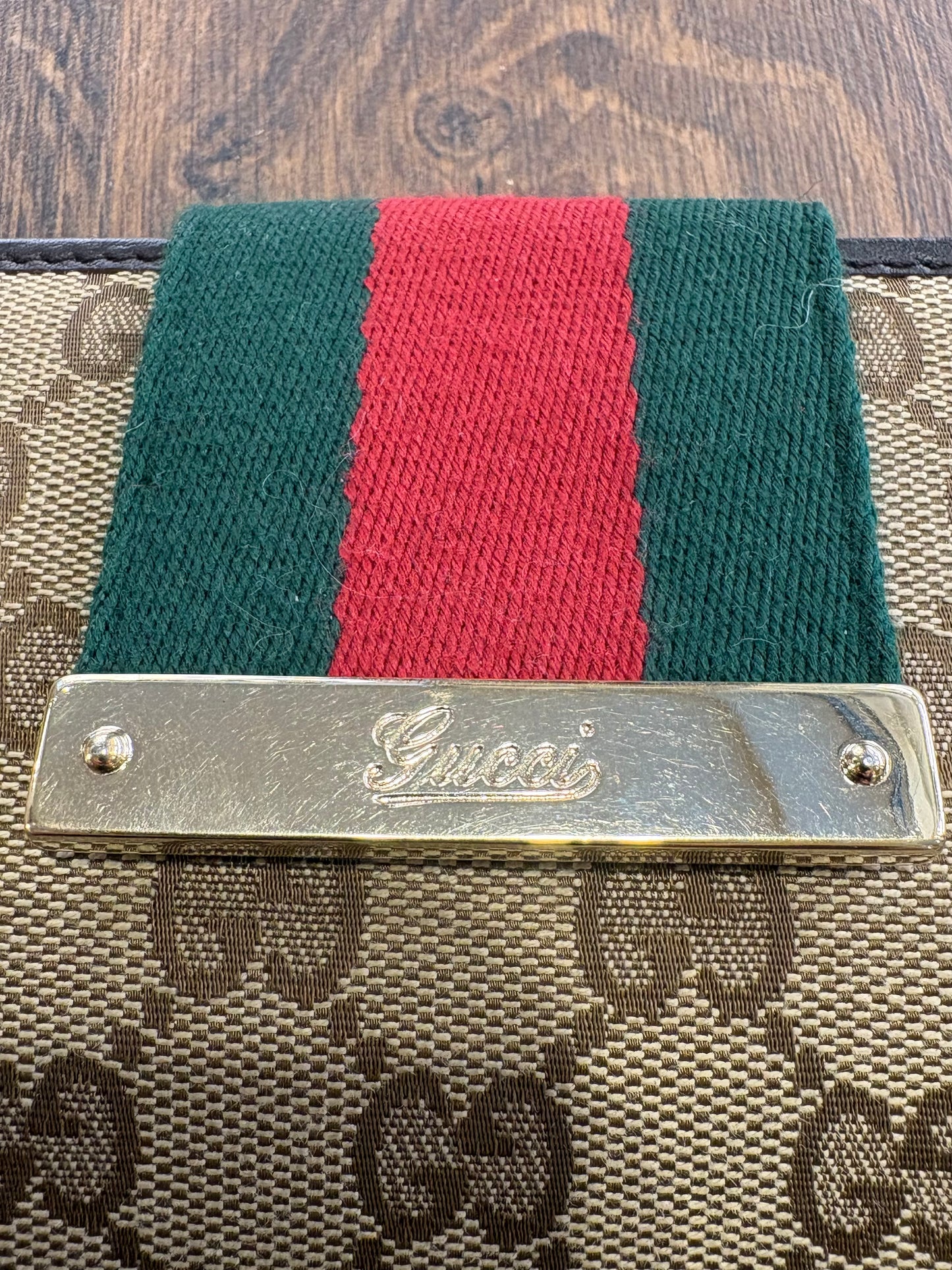 Gucci Continental portafoglio tela GG e fascia web