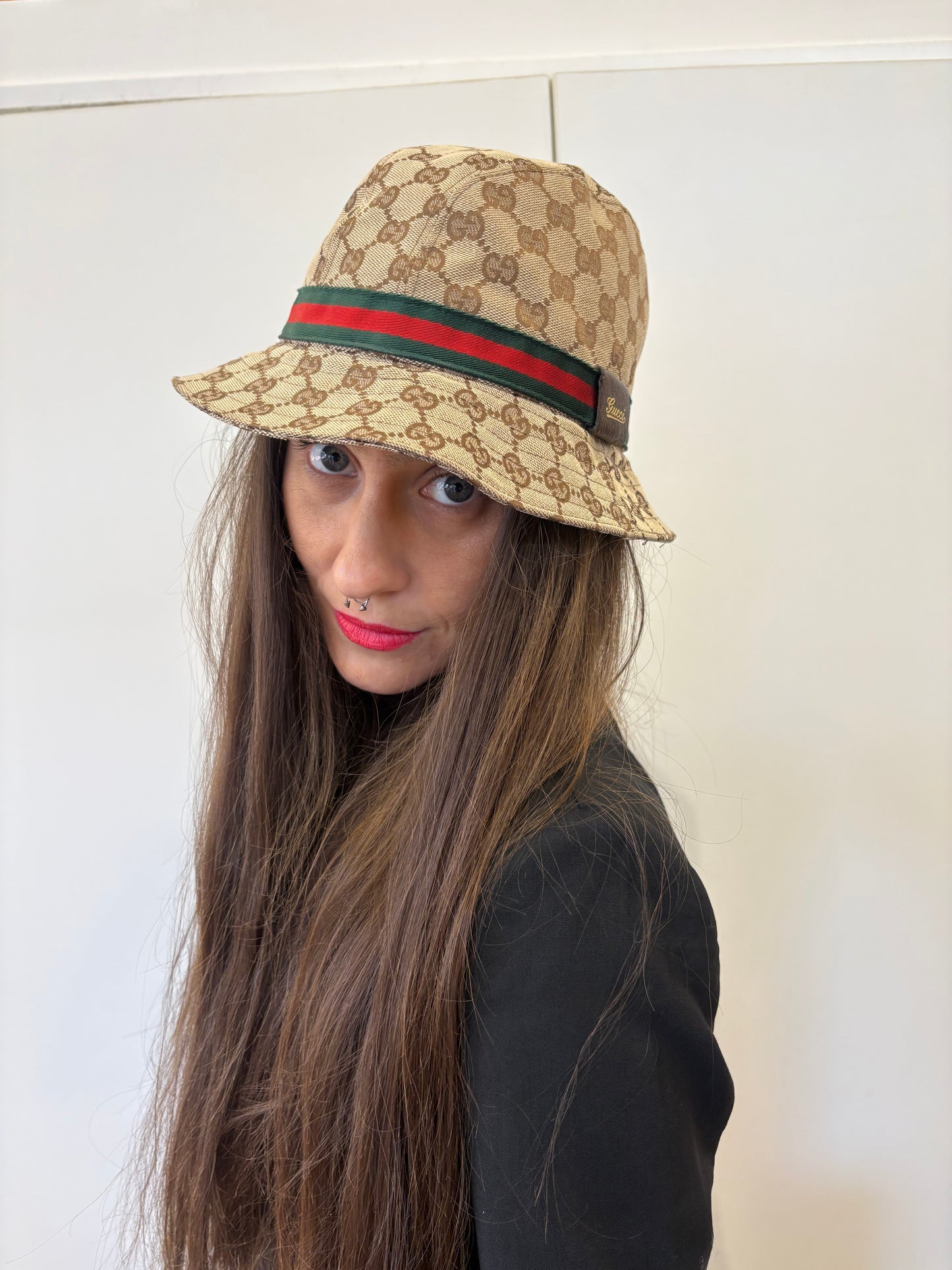 Gucci cappello in tela GG con fascia web