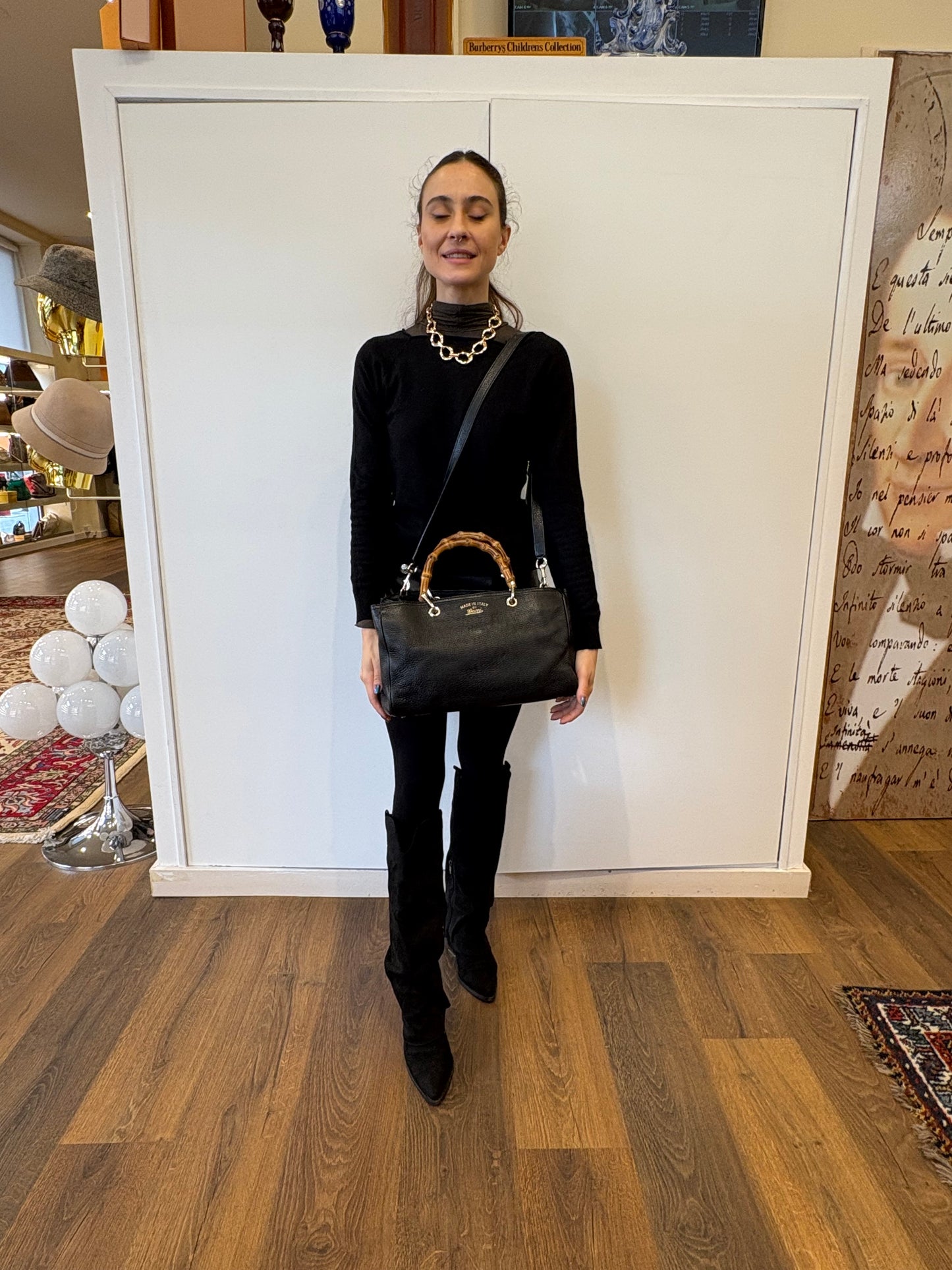 Gucci borsa manico bamboo e tracolla