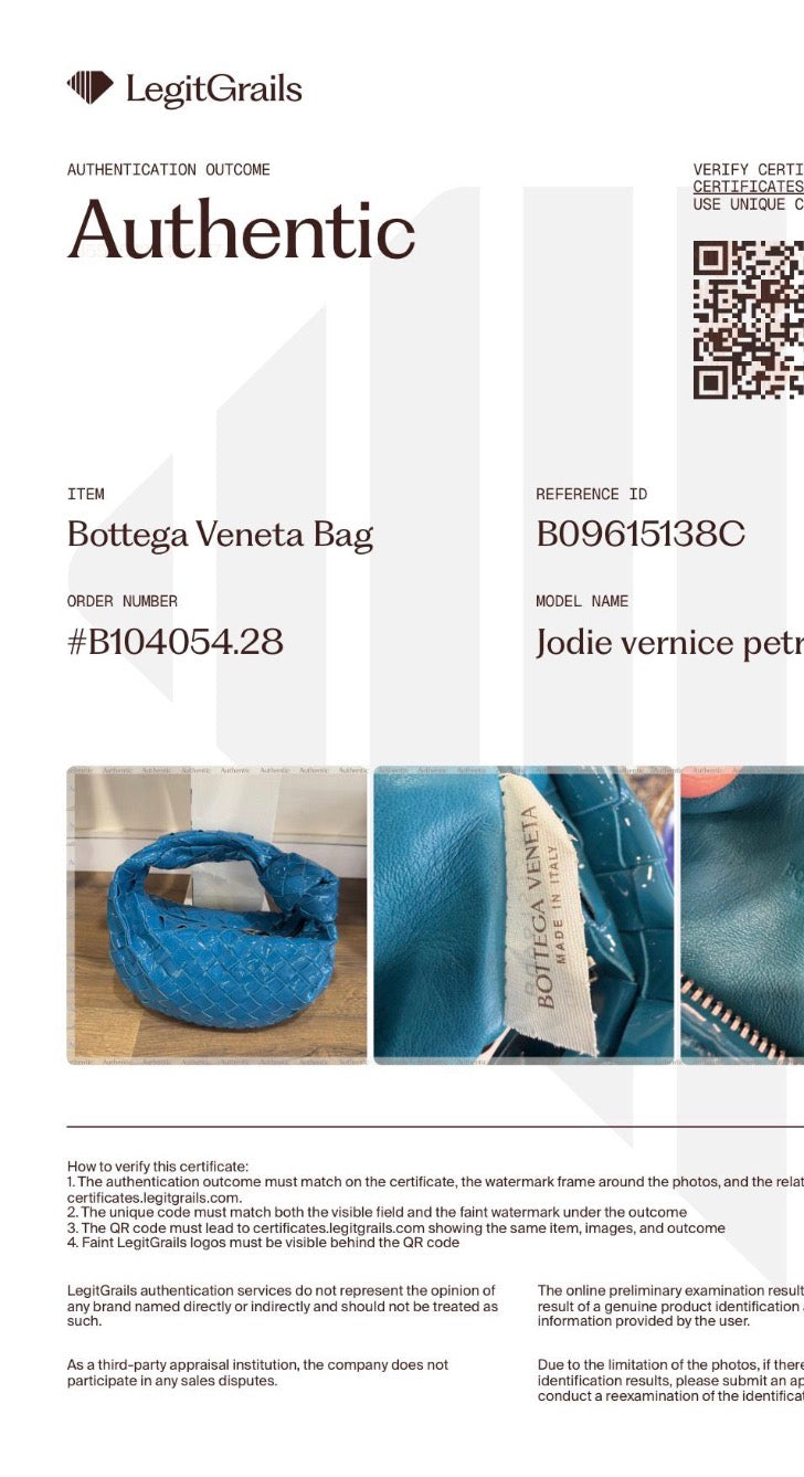Bottega Veneta mini Jodie pelle lucida blue washed