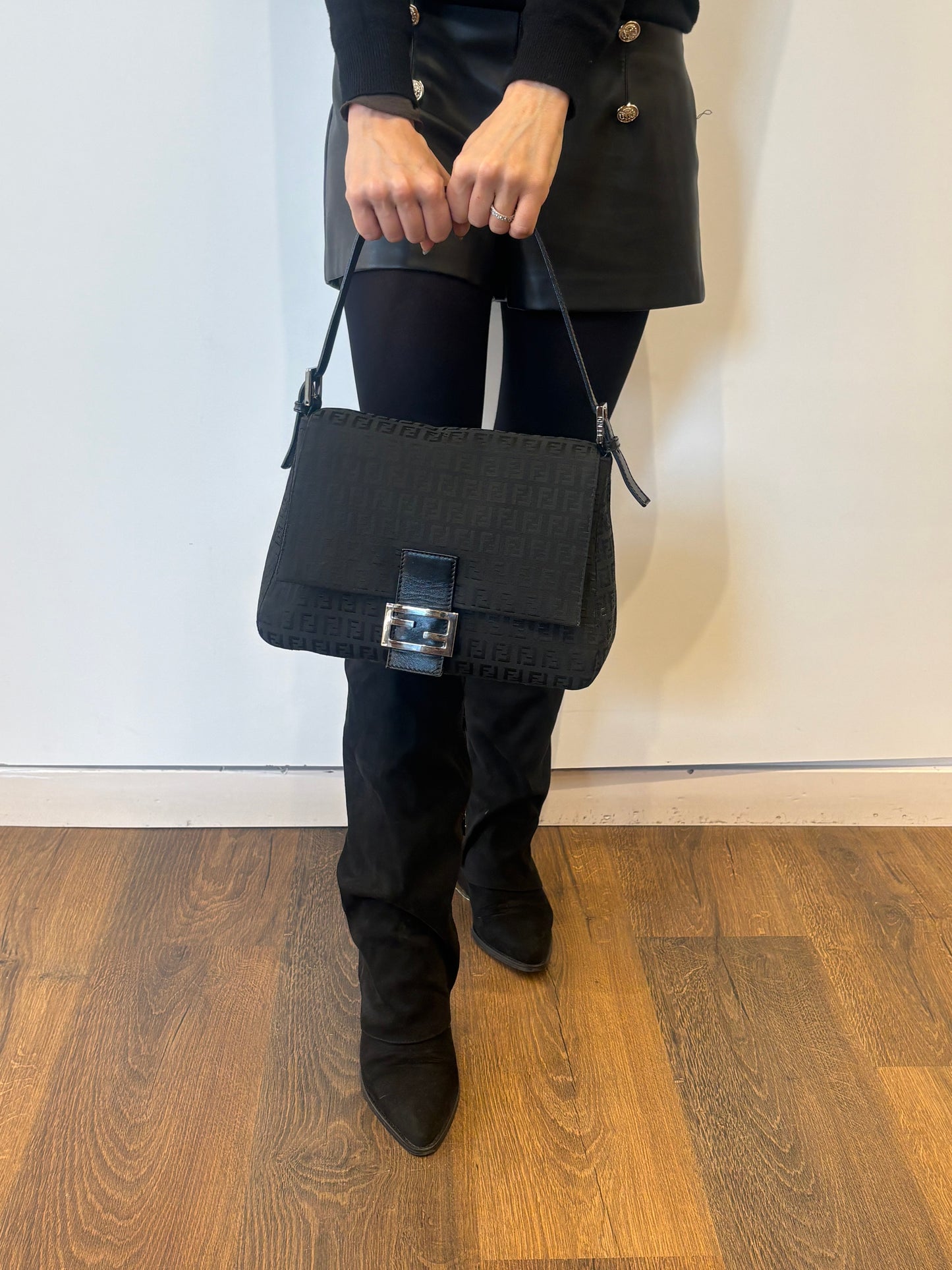 Fendi Mama borsa a spalla in tela e pelle