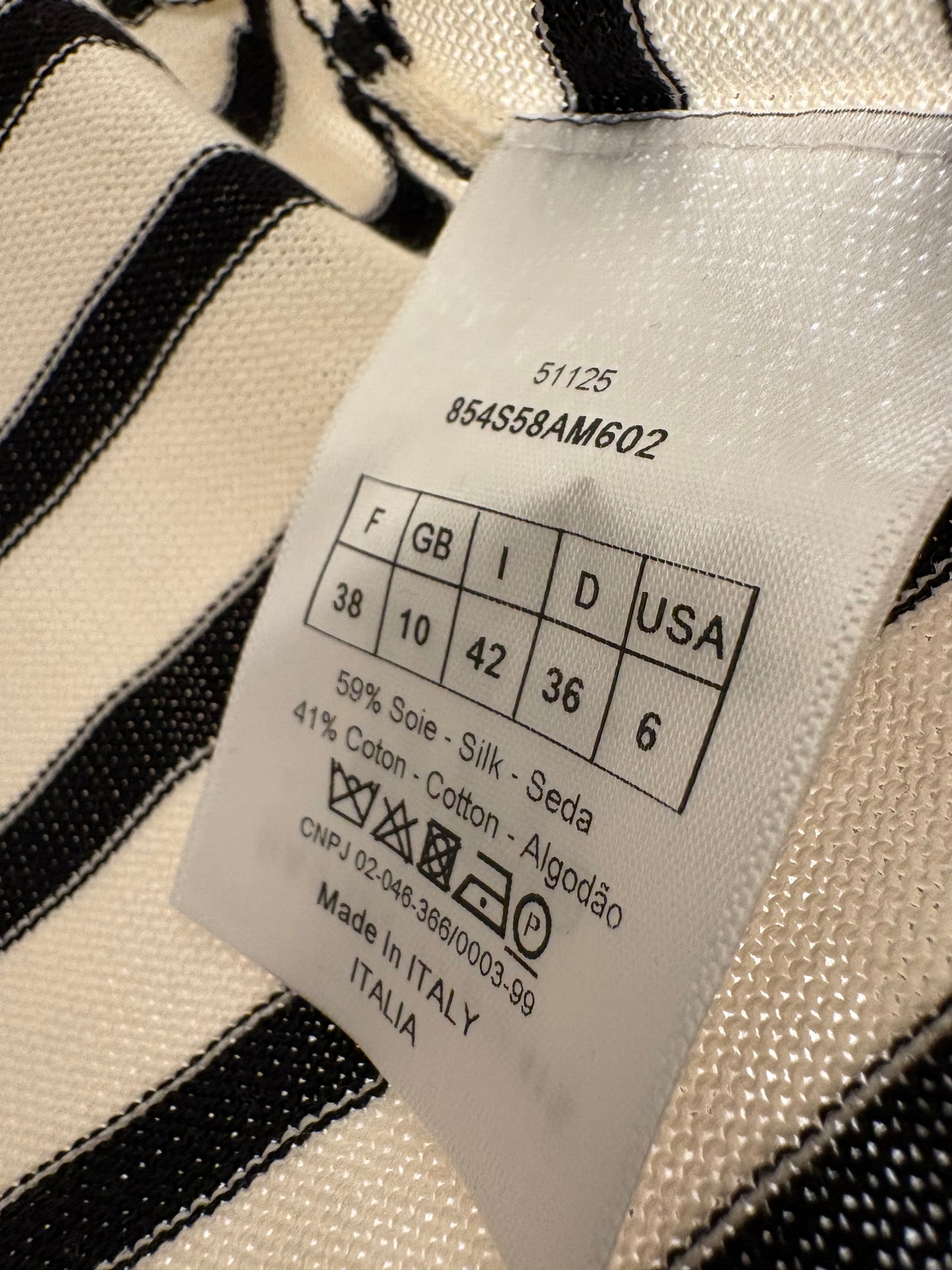 Dior maglia J’Adior 8 righe bianche e nere