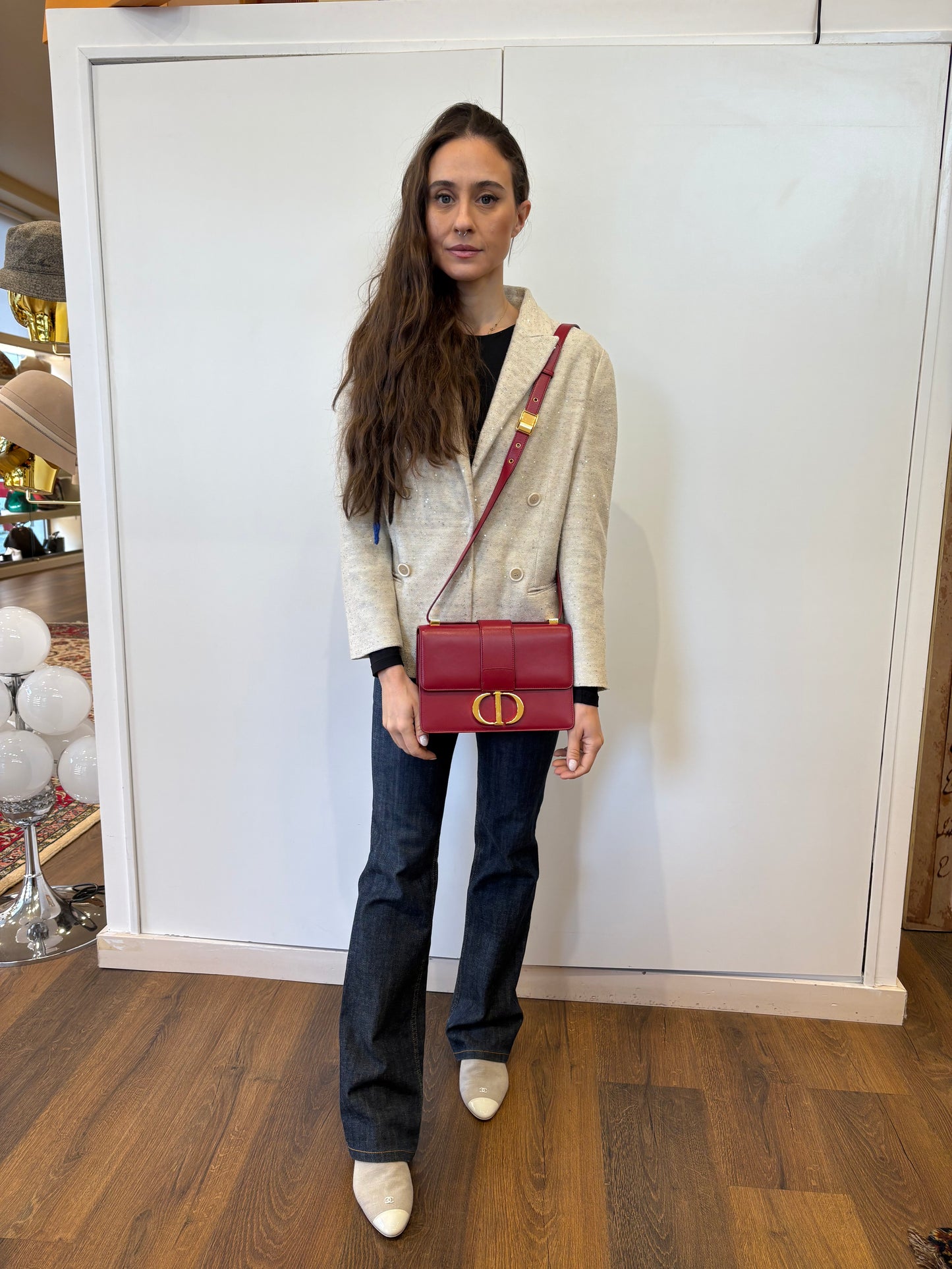 Dior borsa Montaigne30 in vitello rosso