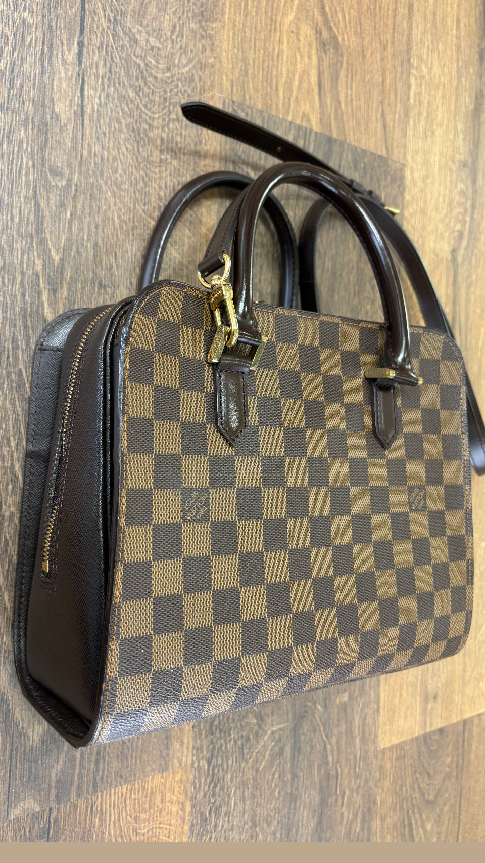 Louis Vuitton Triana borsa a tracolla in tela ebene damier