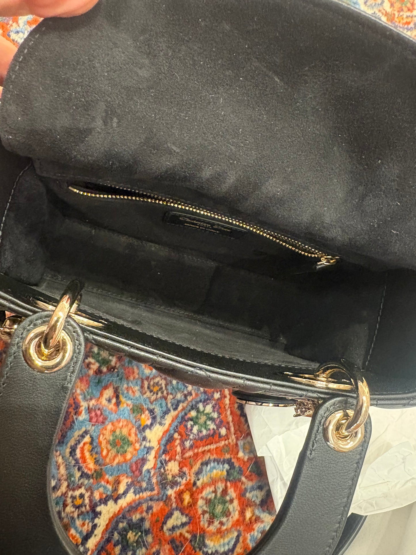Lady Dior misura small in agnello cannage nero