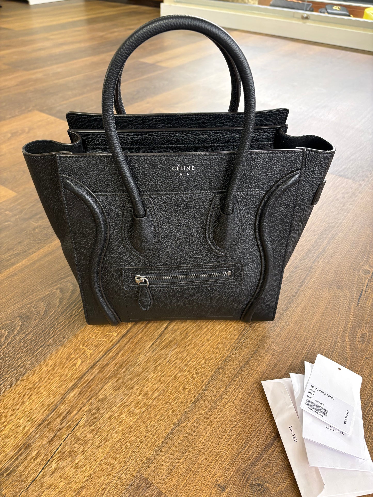 Céline Borsa a mano in pelle Micro Luggage Tote Nero