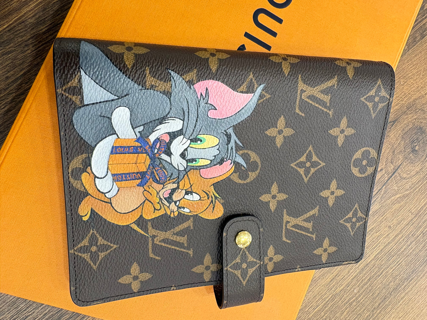 Louis Vuitton Copertina Agenda MM Monogram Custom Tom & Jerry . Nuovo