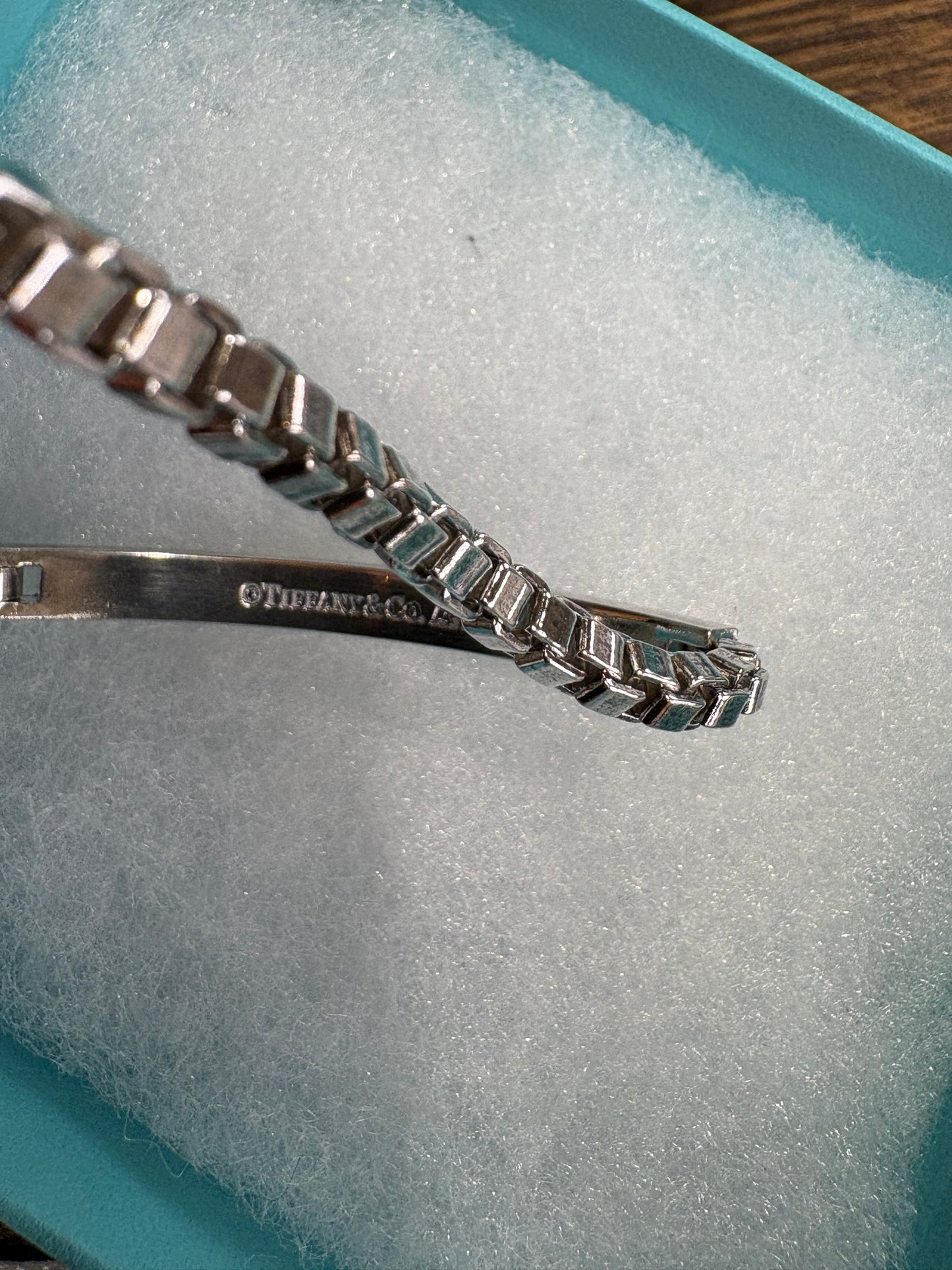 Tiffany bracciale argento maglia veneziana con piastrina