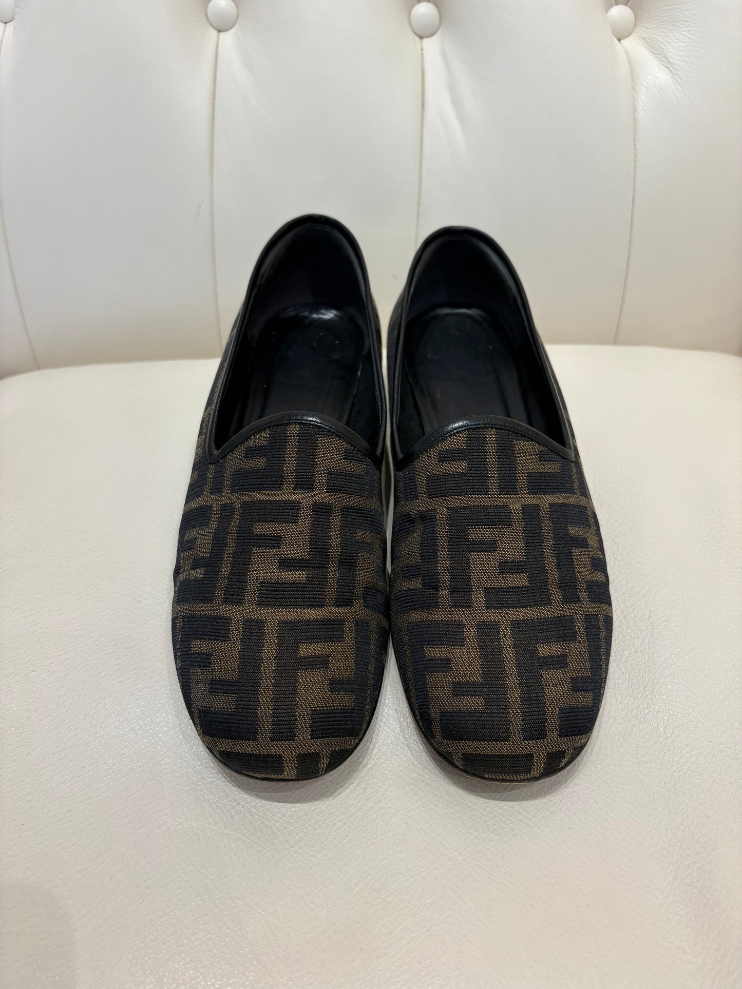 Fendi mocassini in tela monogram 38