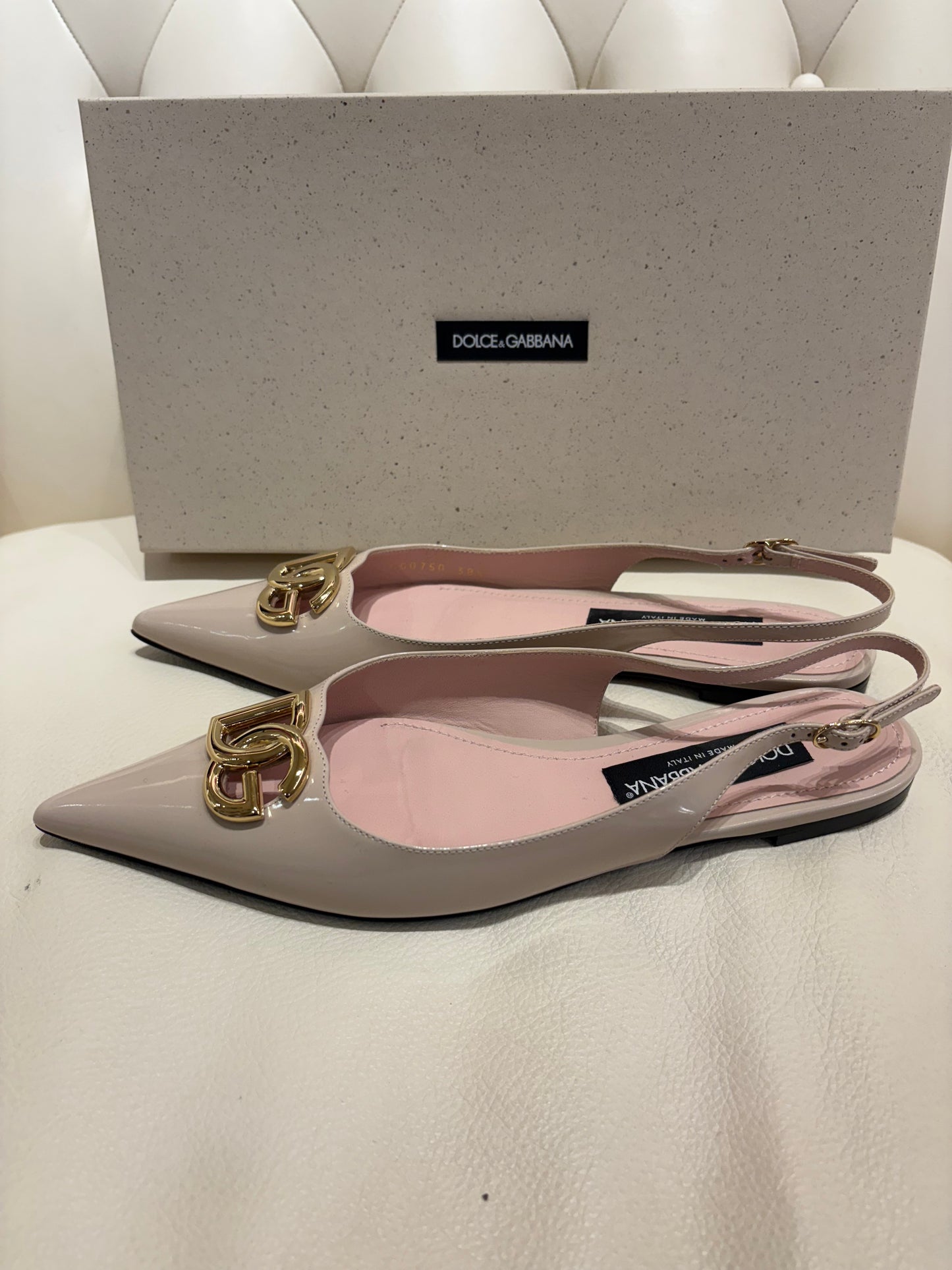 Dolce & Gabbana sling back pelle vernice rosa 38,5