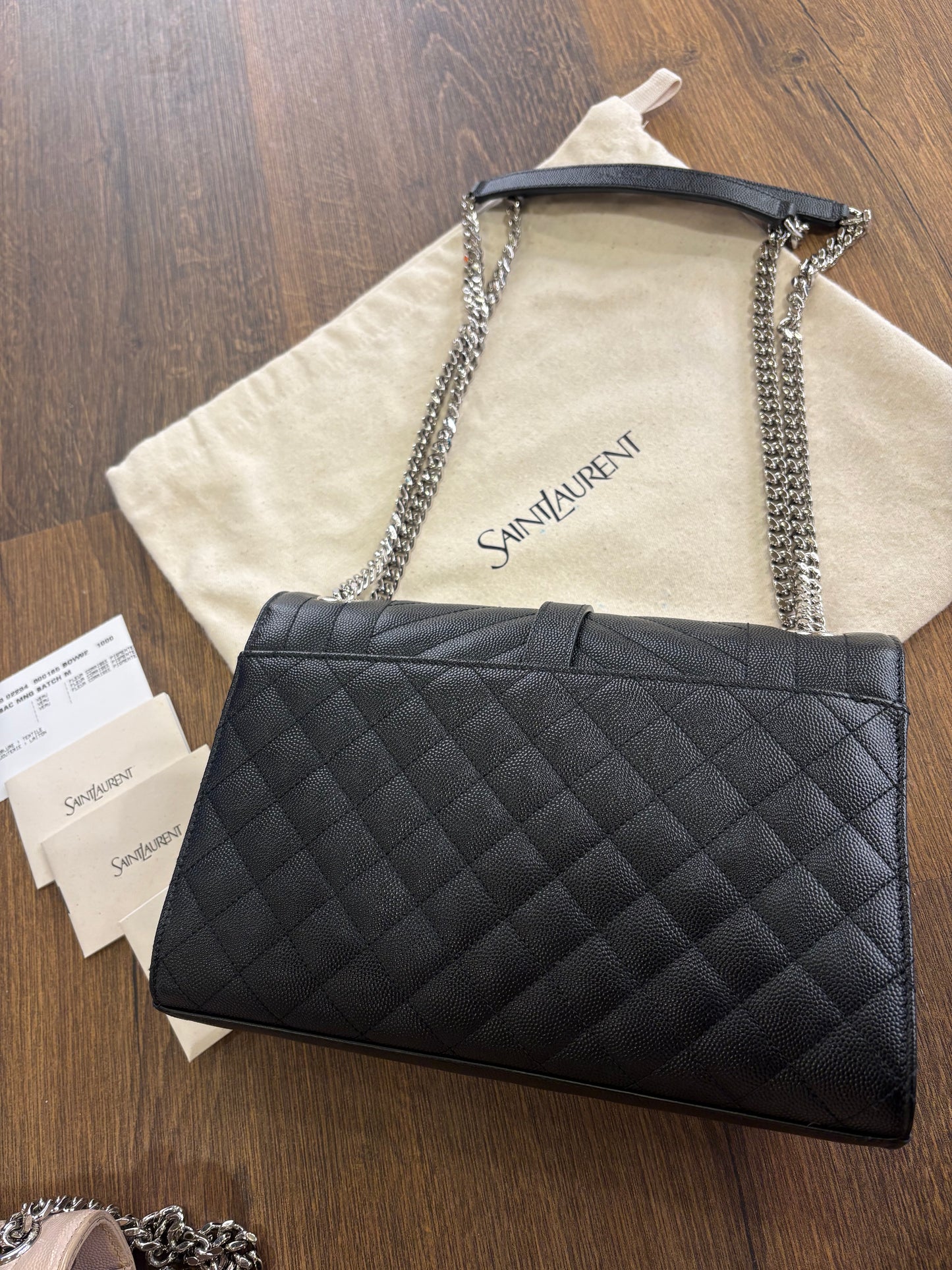 Ysl Envelope media nera metallo  silver