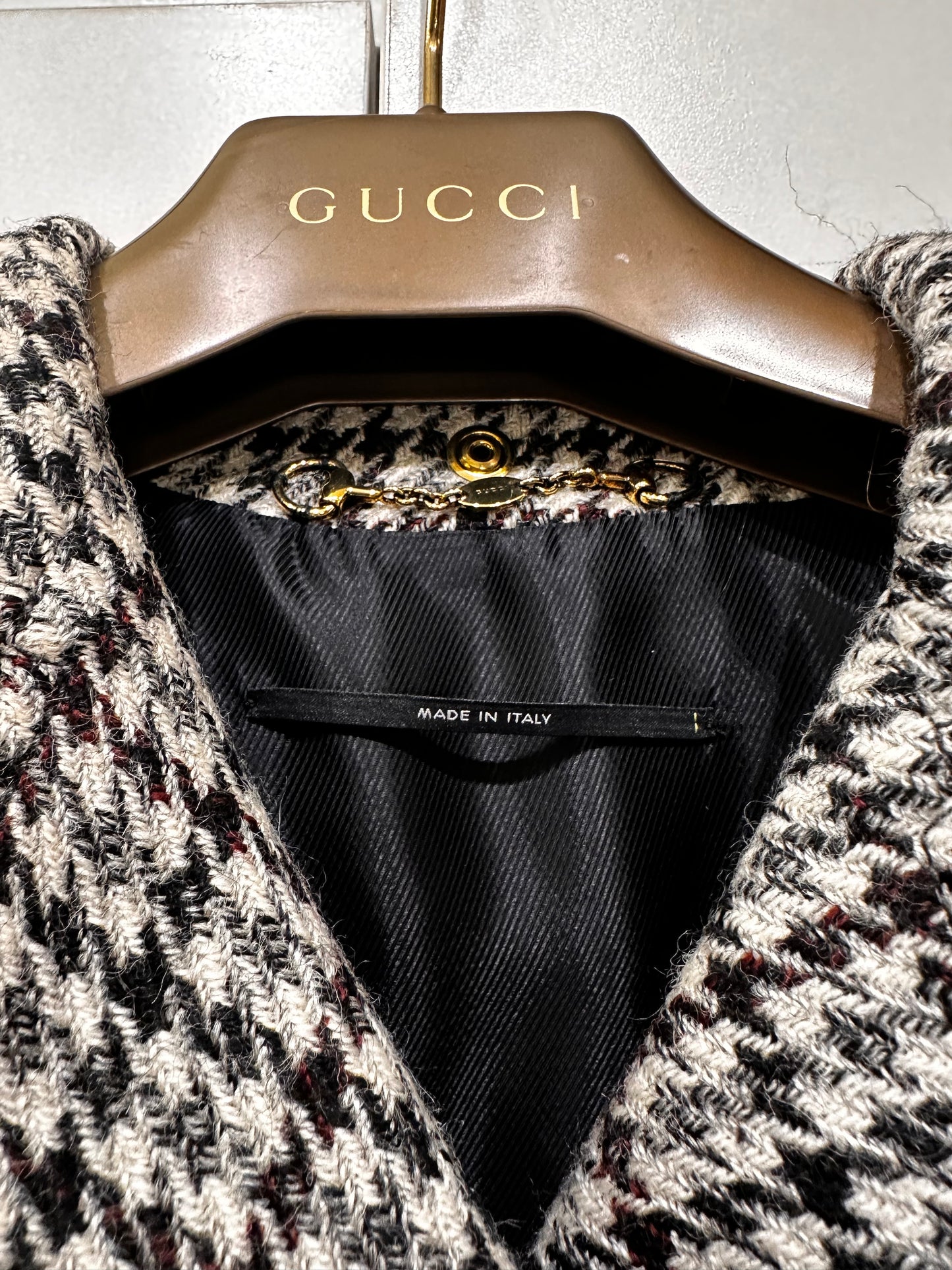 Gucci cappotto pied de poul pura lana