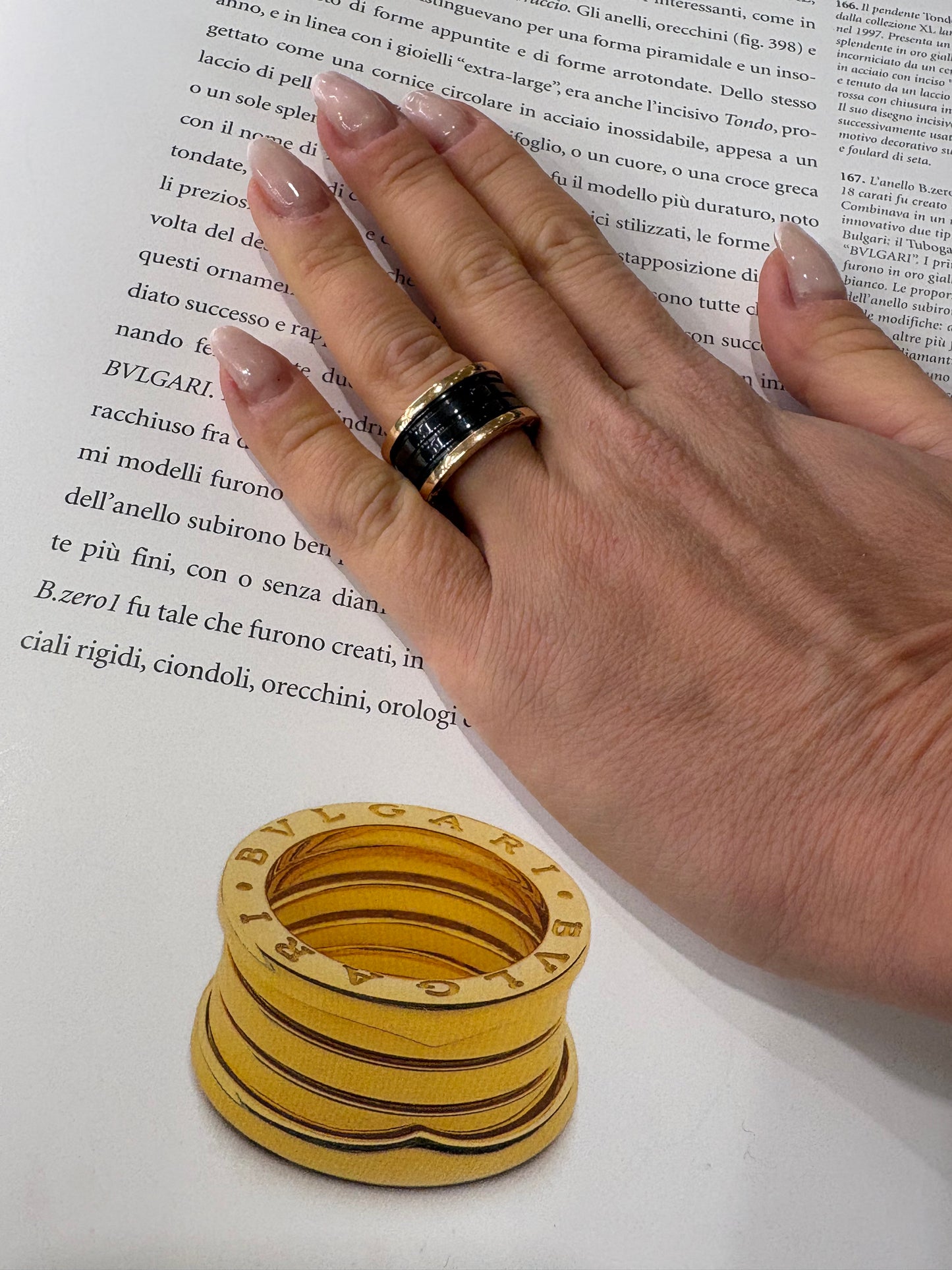 Bvlgari B.zero 1 anello in oro rosa e ceramica brown