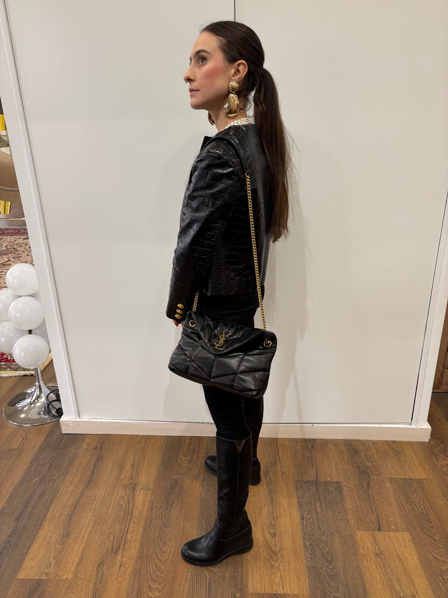 YSL PUFFER SMALL IN PELLE DI AGNELLO
NERO. NUOVA