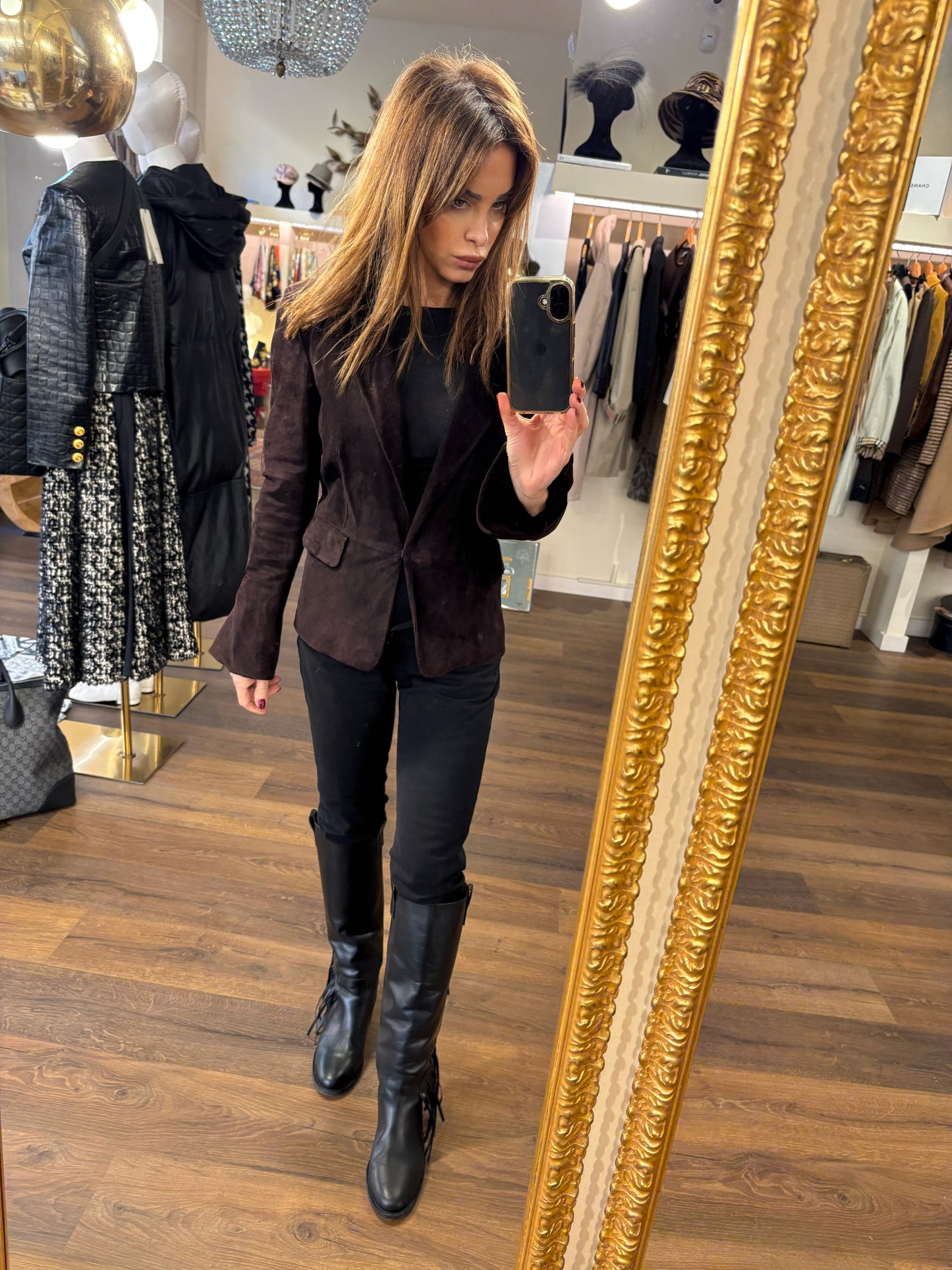 Gucci giacca in camoscio melanzana 38