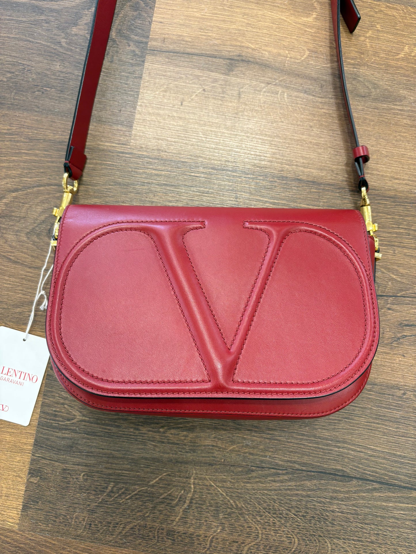 Valentino VLogo Walk borsa a spalla in vitello rosso