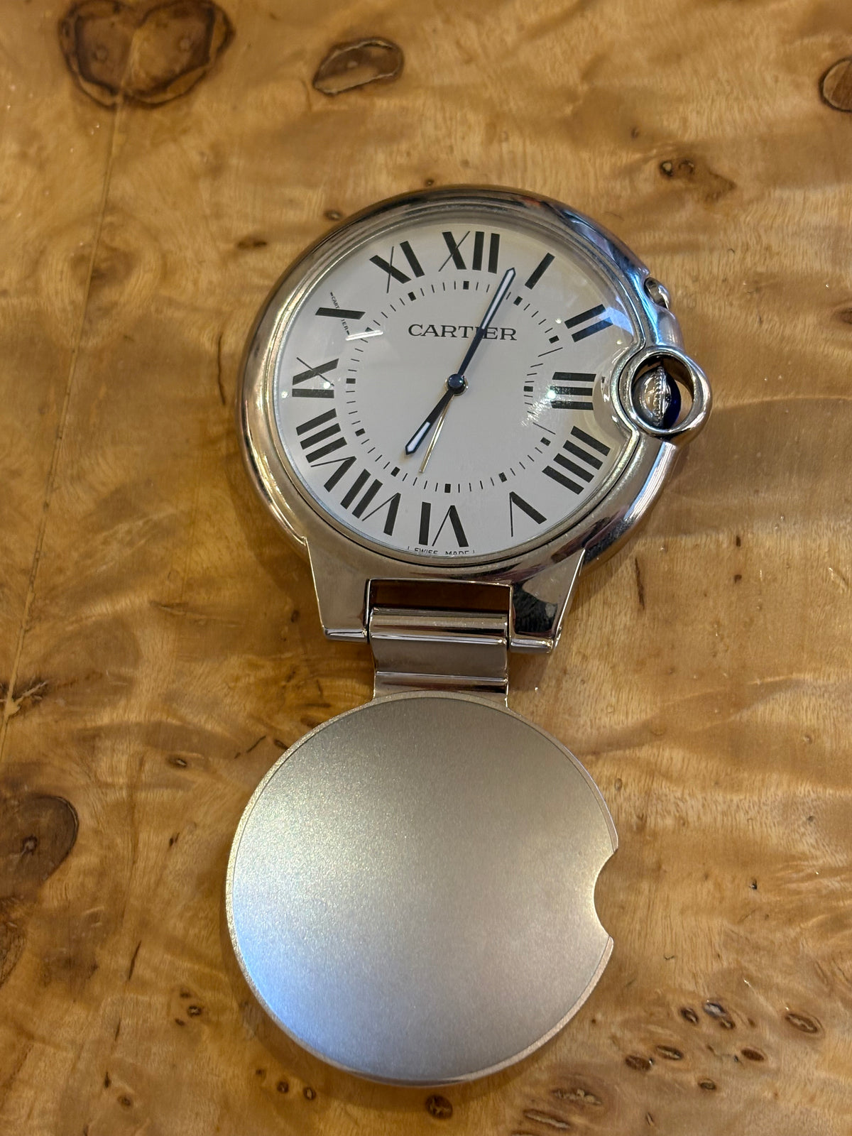 Cartier Orologio Sveglia da Tavolo  Ballon Bleu Ref. 3038 in Acciaio e Palladio