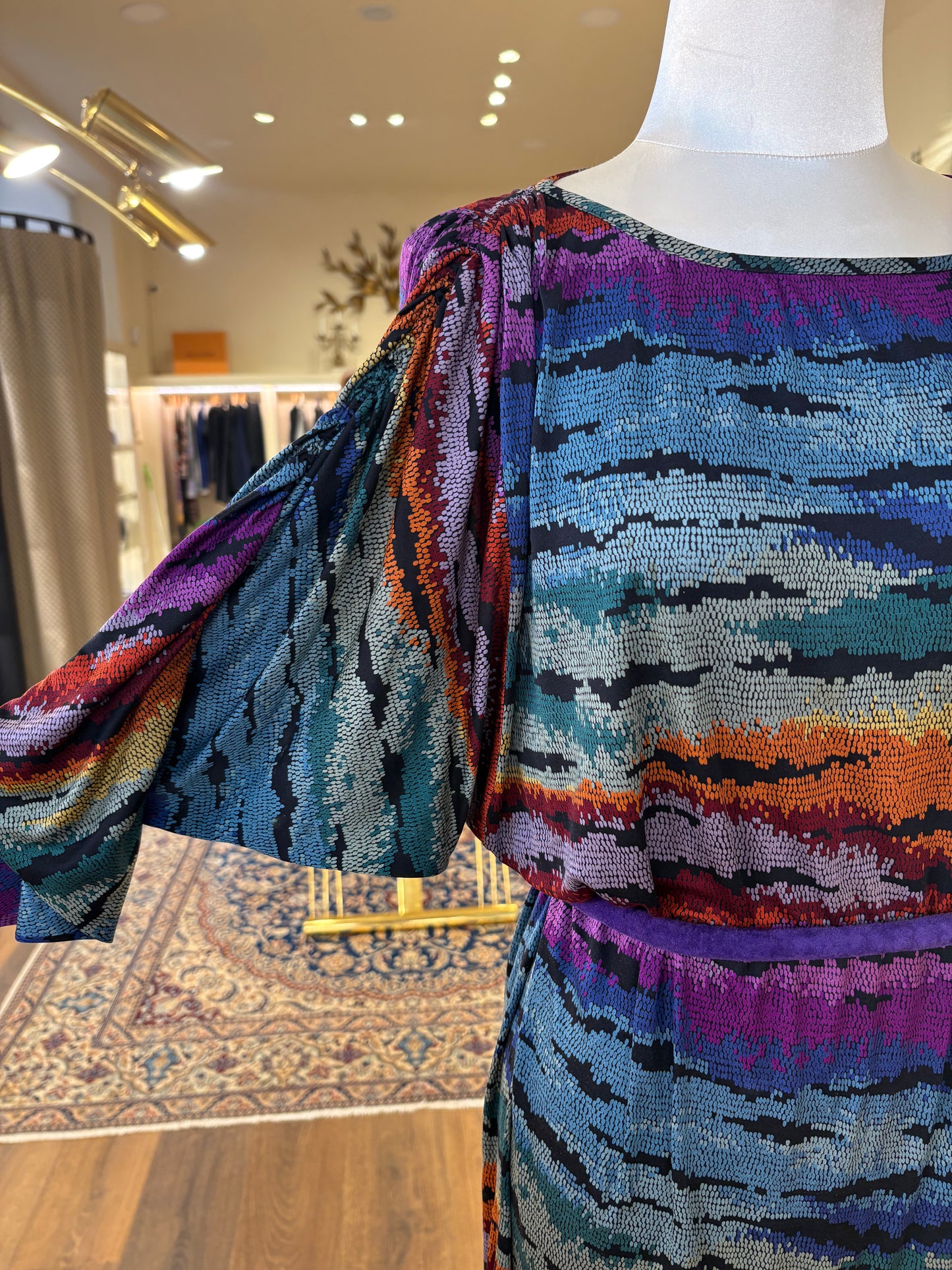 Missoni abito vintage in maglina di seta con cintura in pelle
