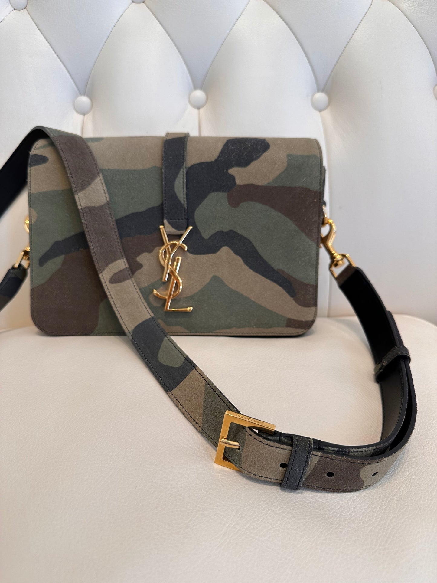 Ysl borsa Universite’ in camoscio camouflage