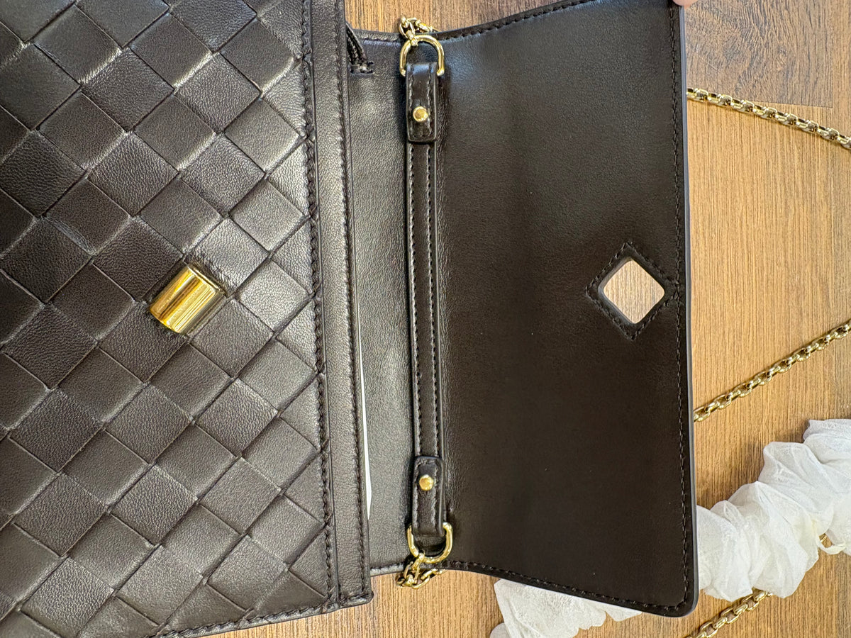 Bottega Veneta pochette Andiamo con catena. Nuovo
