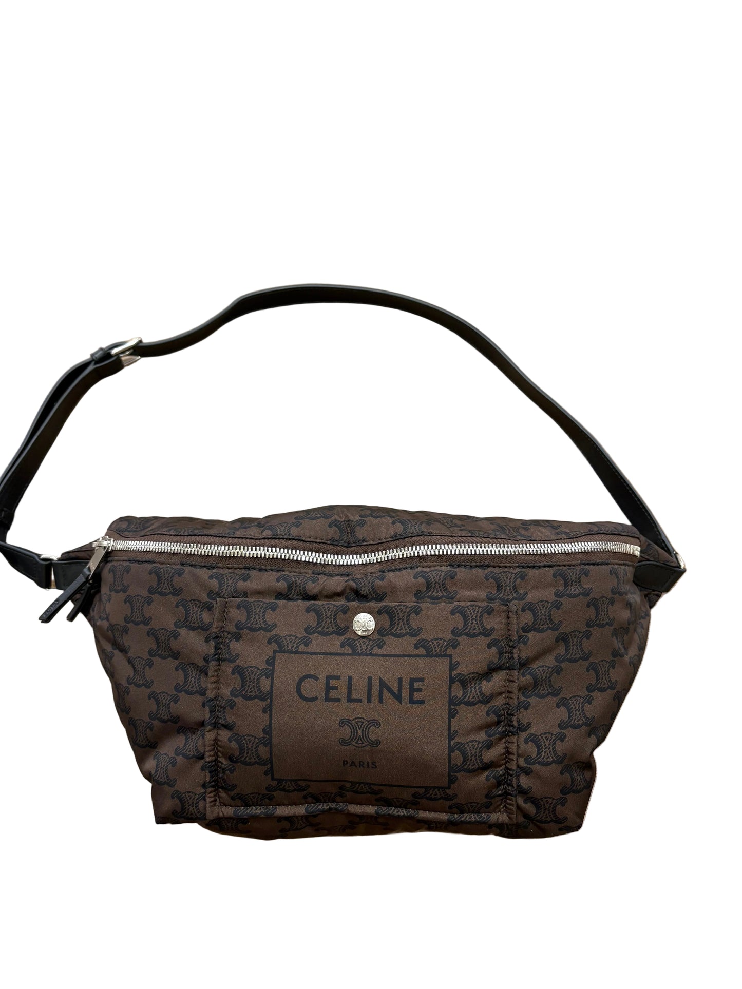 SLING BAG CELINE IMBOTTITA IN NYLON E PELLE DI VITELLO - MARRONE/NERO