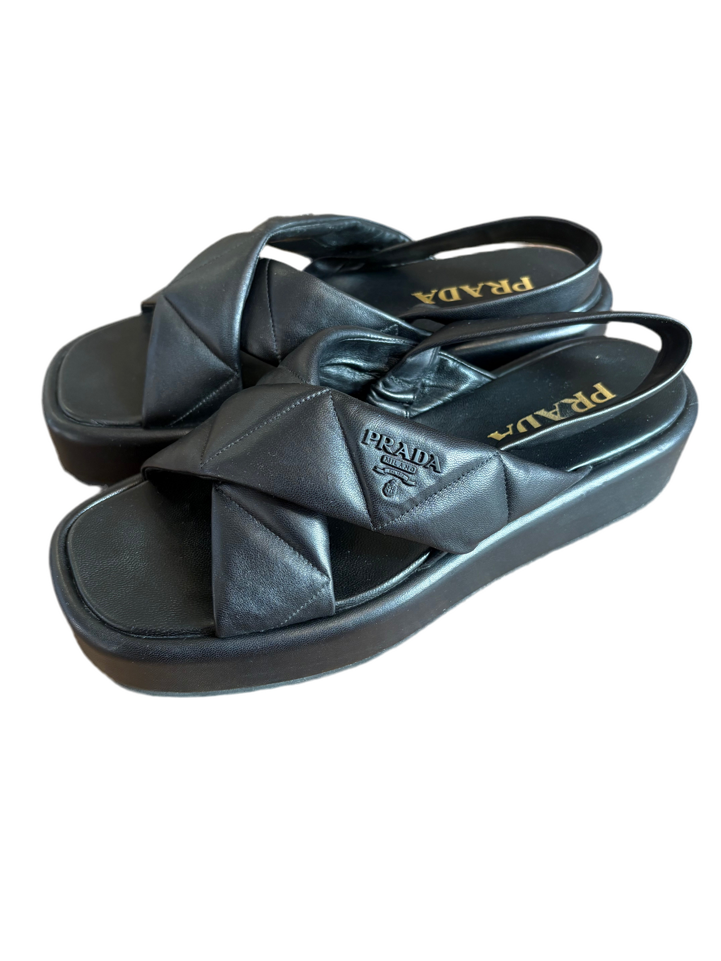 Prada sandali in nappa con zeppa n.41