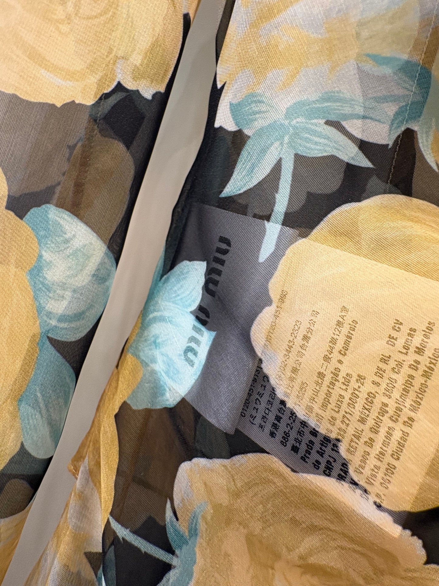 Miu Miu abito lungo georgette floreale con cristalli