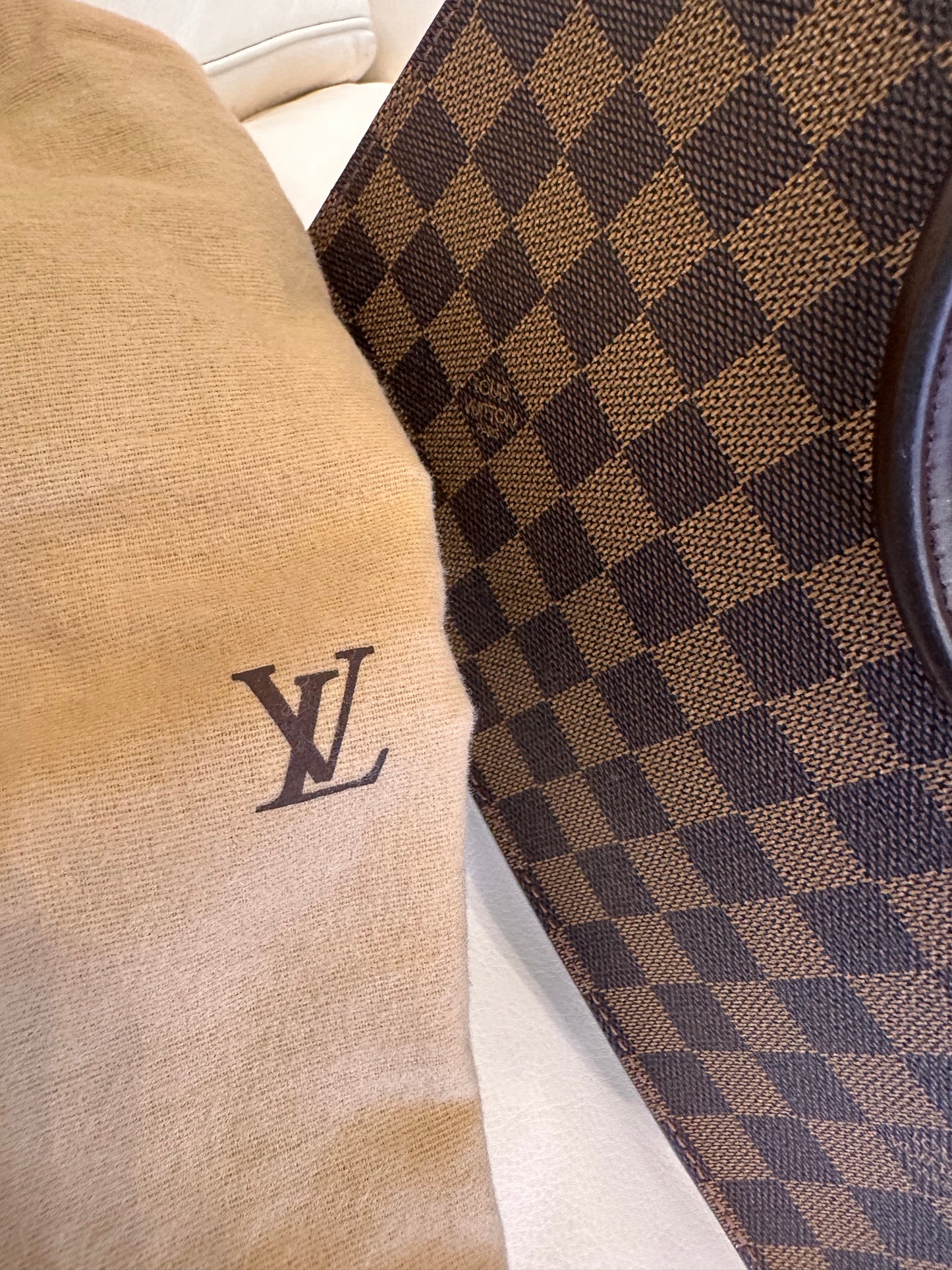 Louis Vuitton borsa a mano Sac Plat pm in tela ebene damier