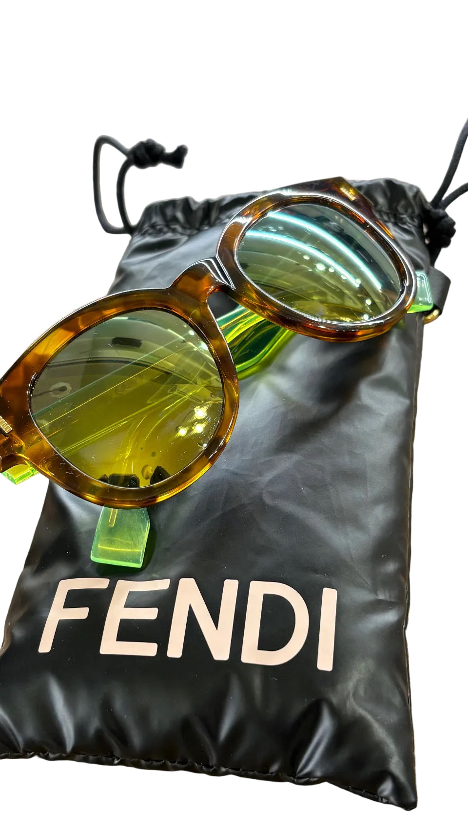 Fendi color Block occhiali da sole verdi specchiati