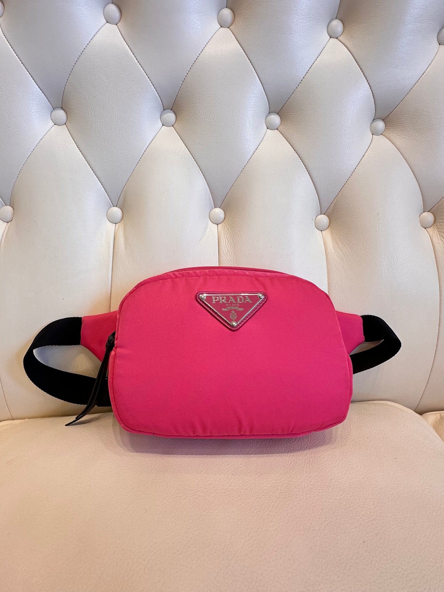 Prada marsupio tela rosa fluo