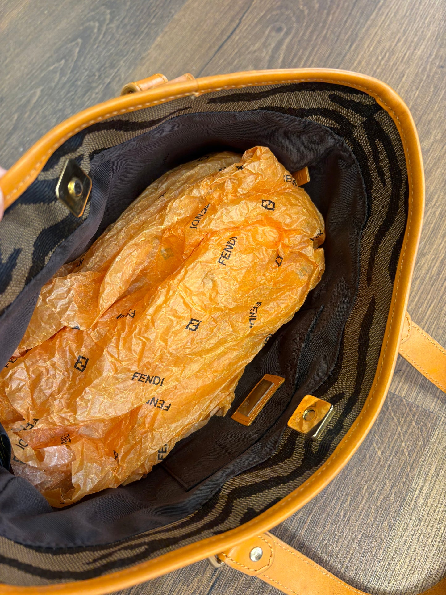 Fendi piccola borsa a mano tela e pelle