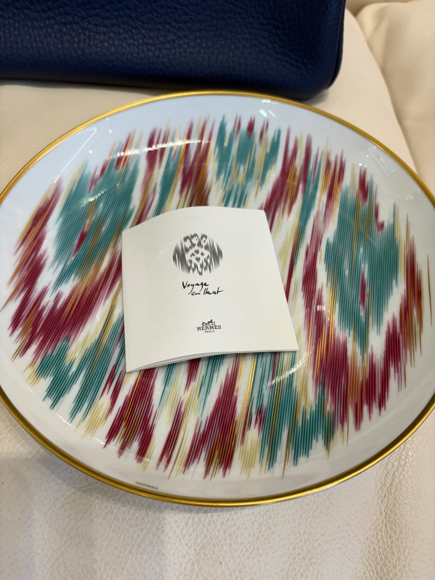 Hermès Vojage En Ikat set piatti porcellana e oro (24 pezzi) nuovo