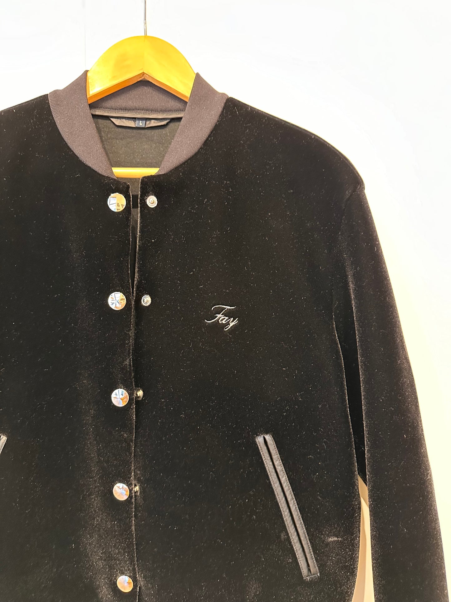 Fay giacca bomber  in velluto  nero interno felpa