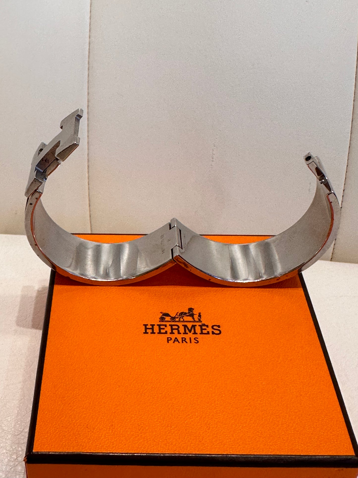 Hermès bracciale Clic Clac H  silver -smalto nero