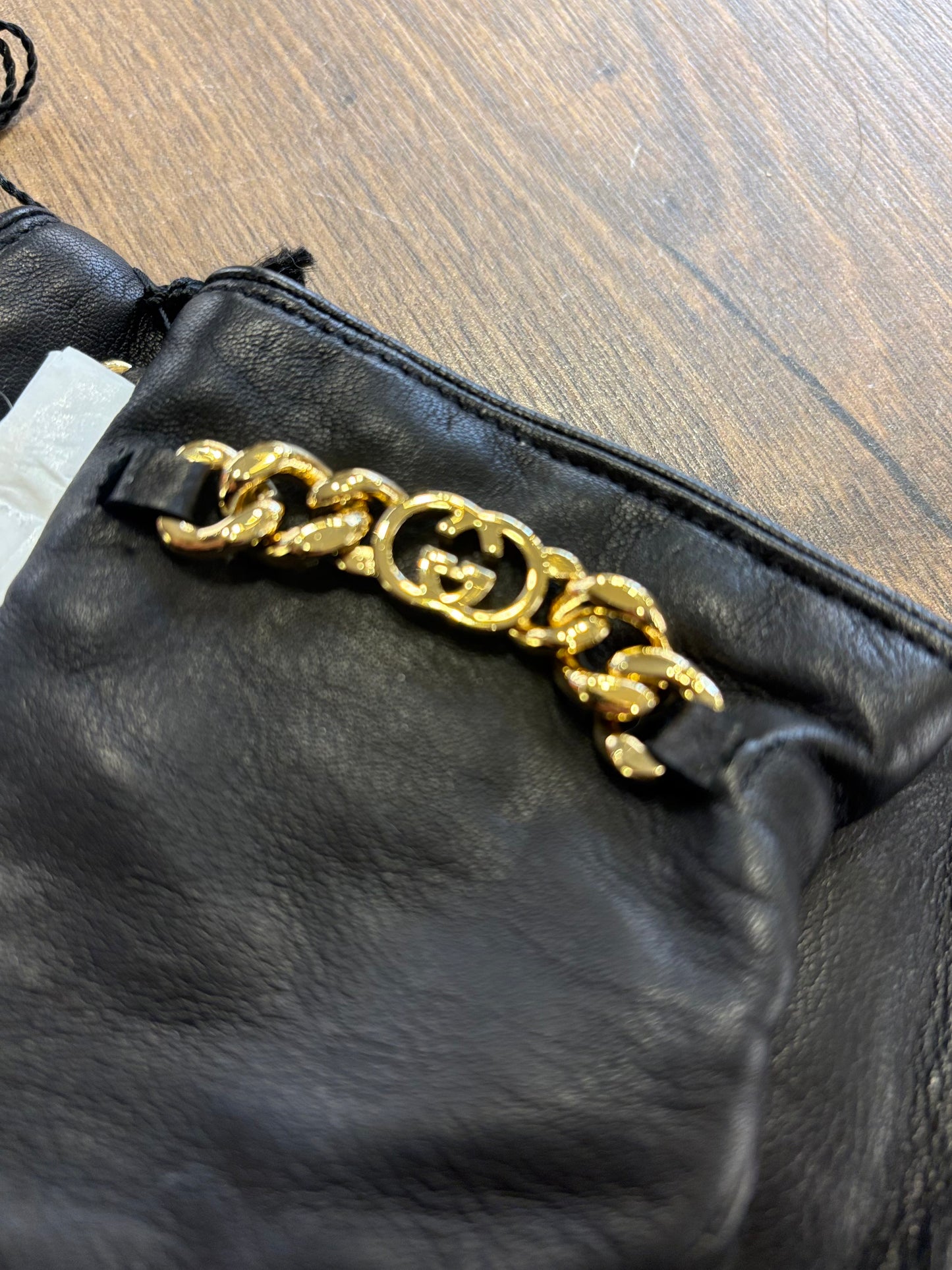 Gucci guanti in pelle di agnello e cashmere morsetto dorato