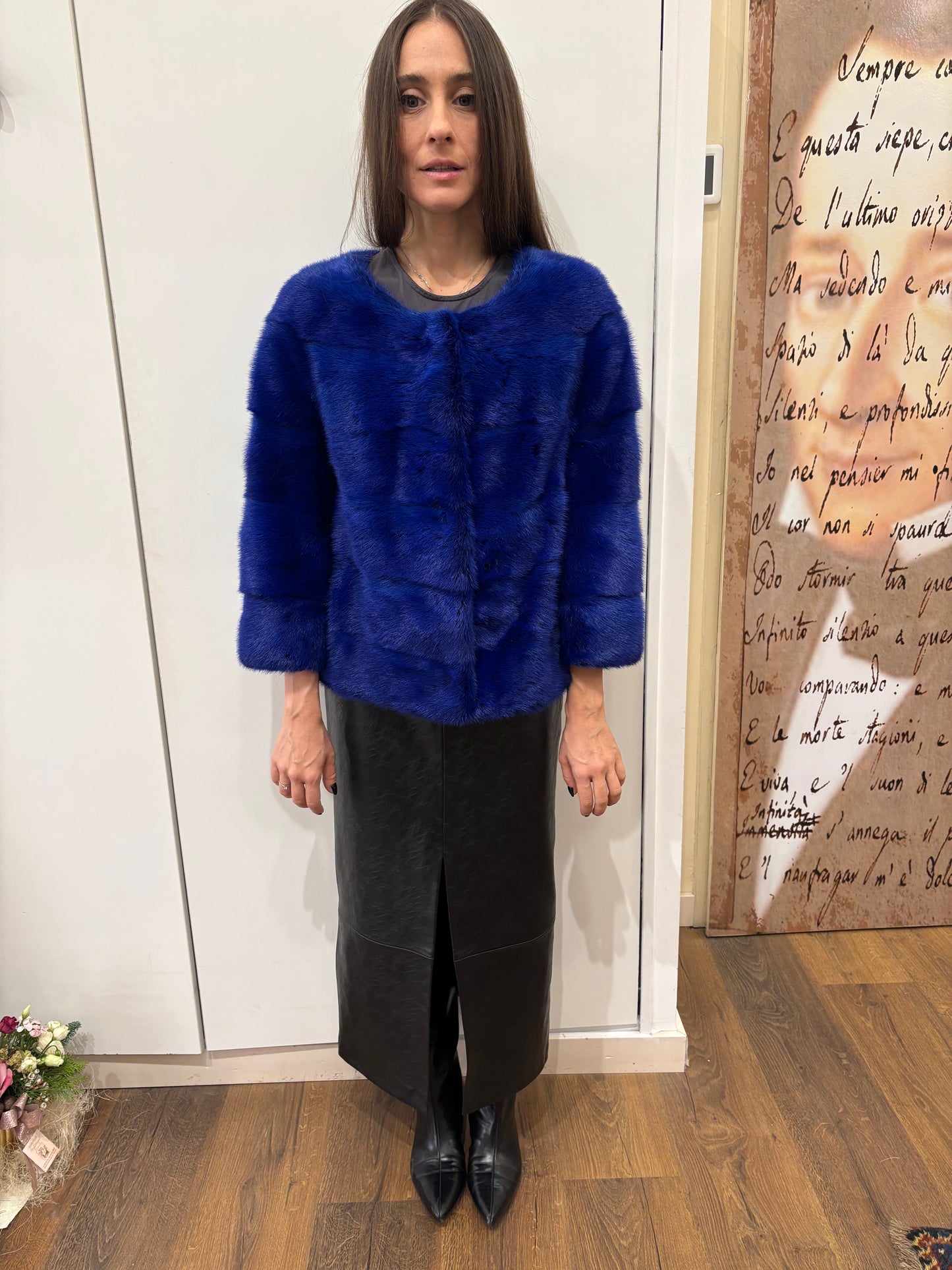 Giacca visone bluette intenso 38 ita