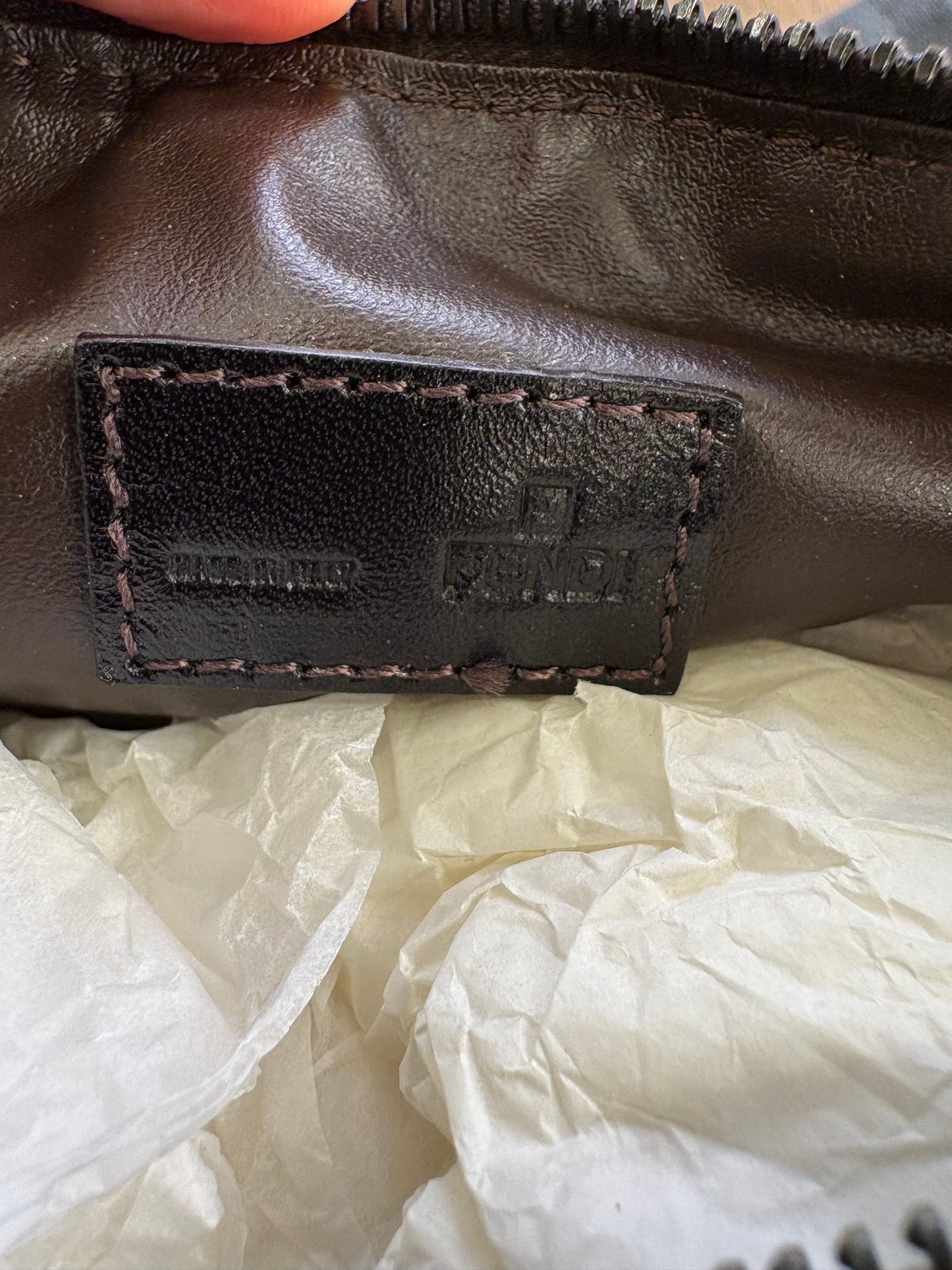 Fendi Zucchino Canvas Pochette vintage manico in pelle