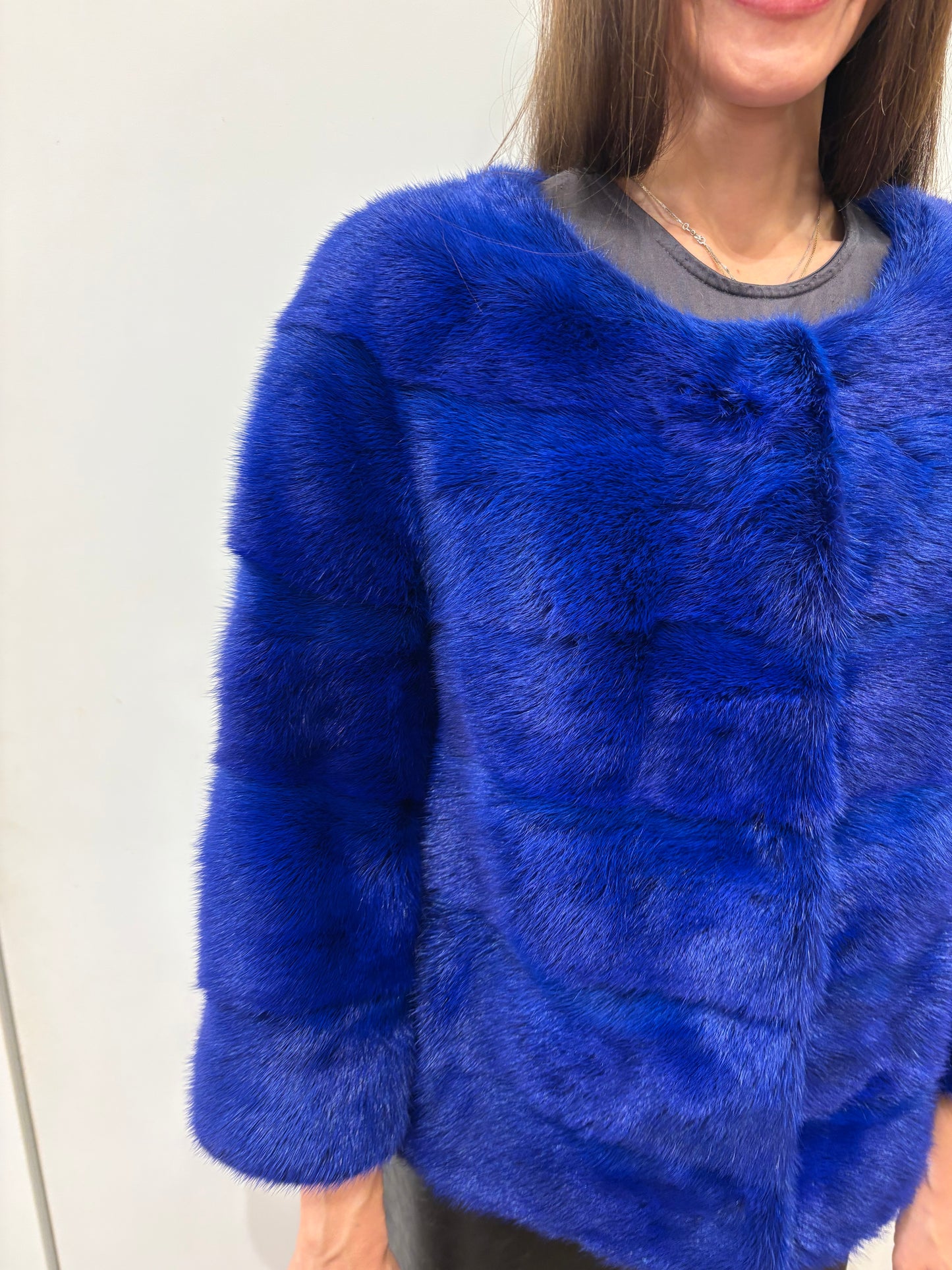 Giacca visone bluette intenso 38 ita