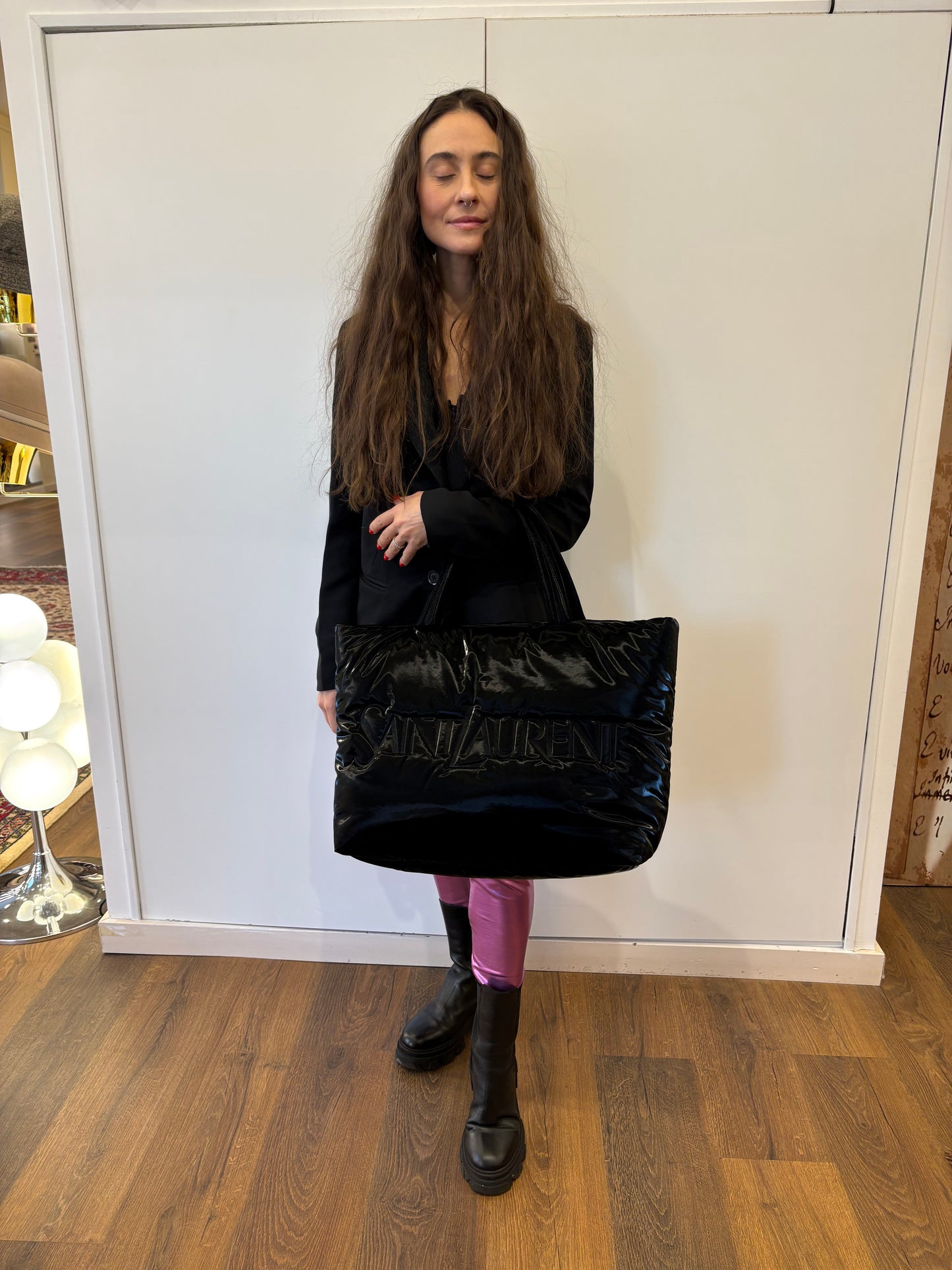 Saint Laurent shopper bag in silktech" trapuntato