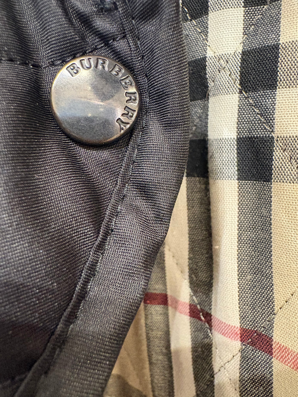 Burberry piumino mezzo peso tecnico imbottito interno check 46