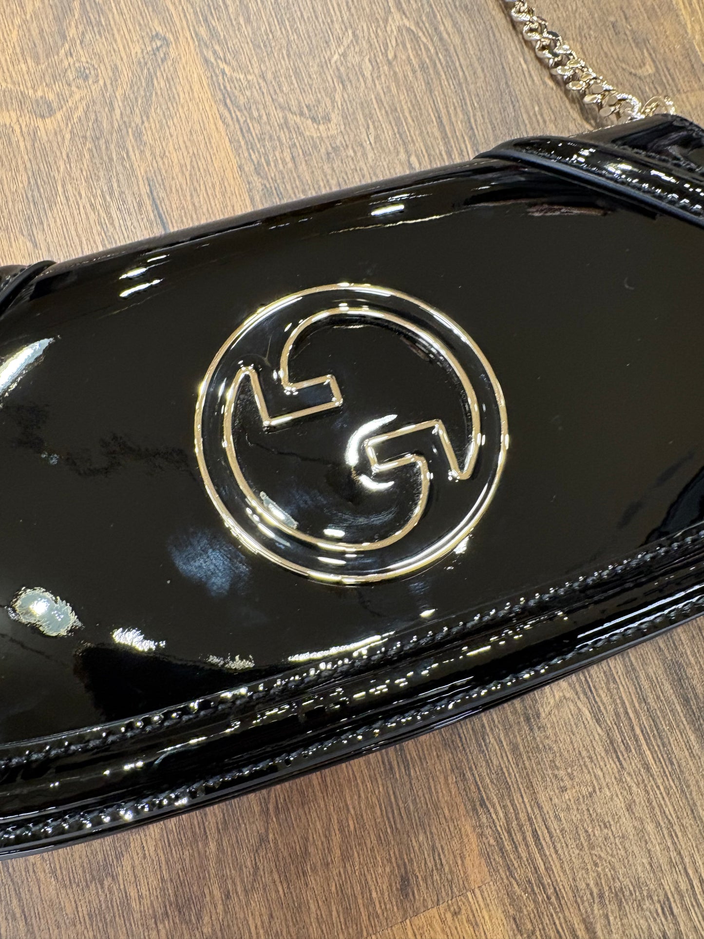 Gucci Blondie borsa in pelle verniciata nera nuova