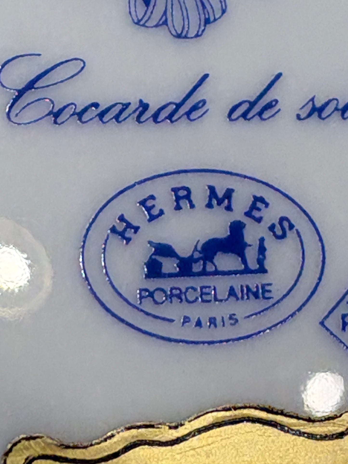 Piatto Piano Hermès "Cocarde de Soie" in Porcellana di Limoges 27 cm. Nuovo