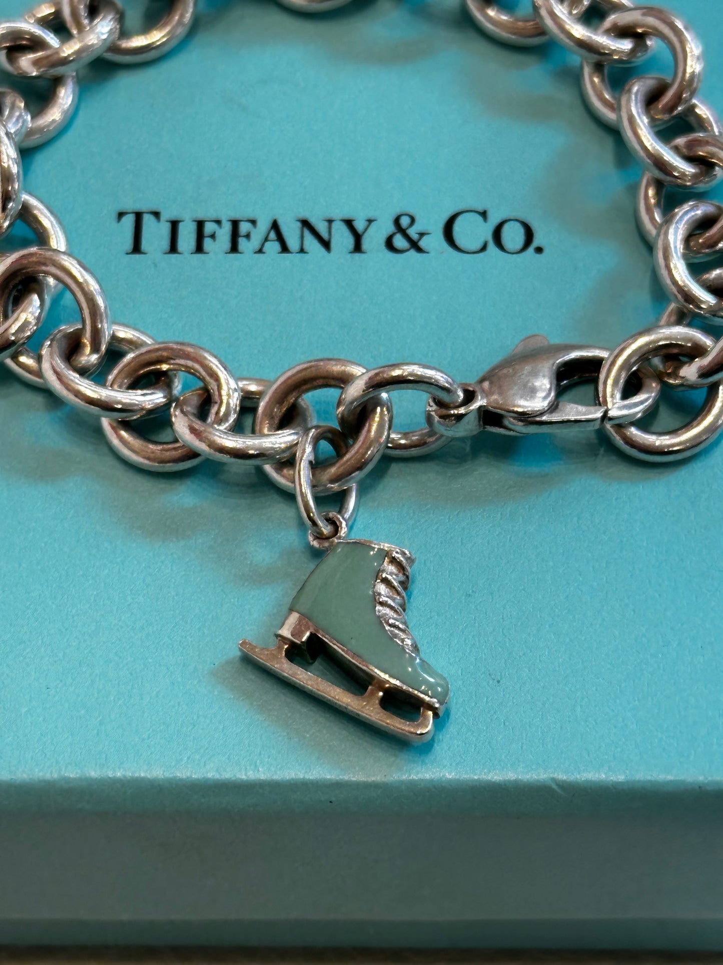 Tiffany  bracciale in argento e blu Enamel  ice skate charm