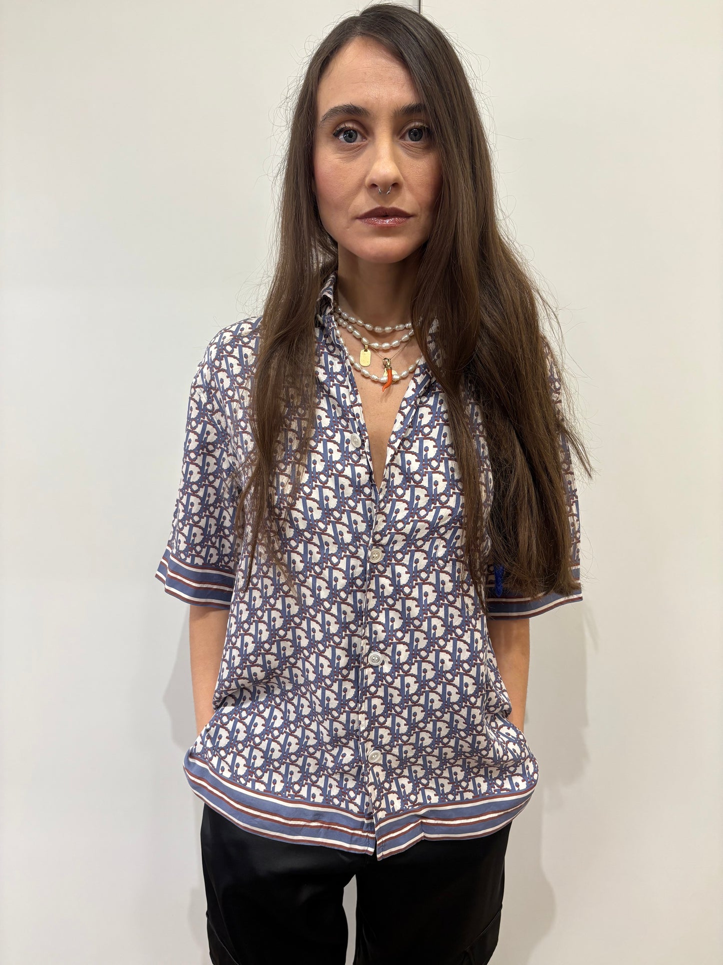 Dior camicia in seta Oblique uomo