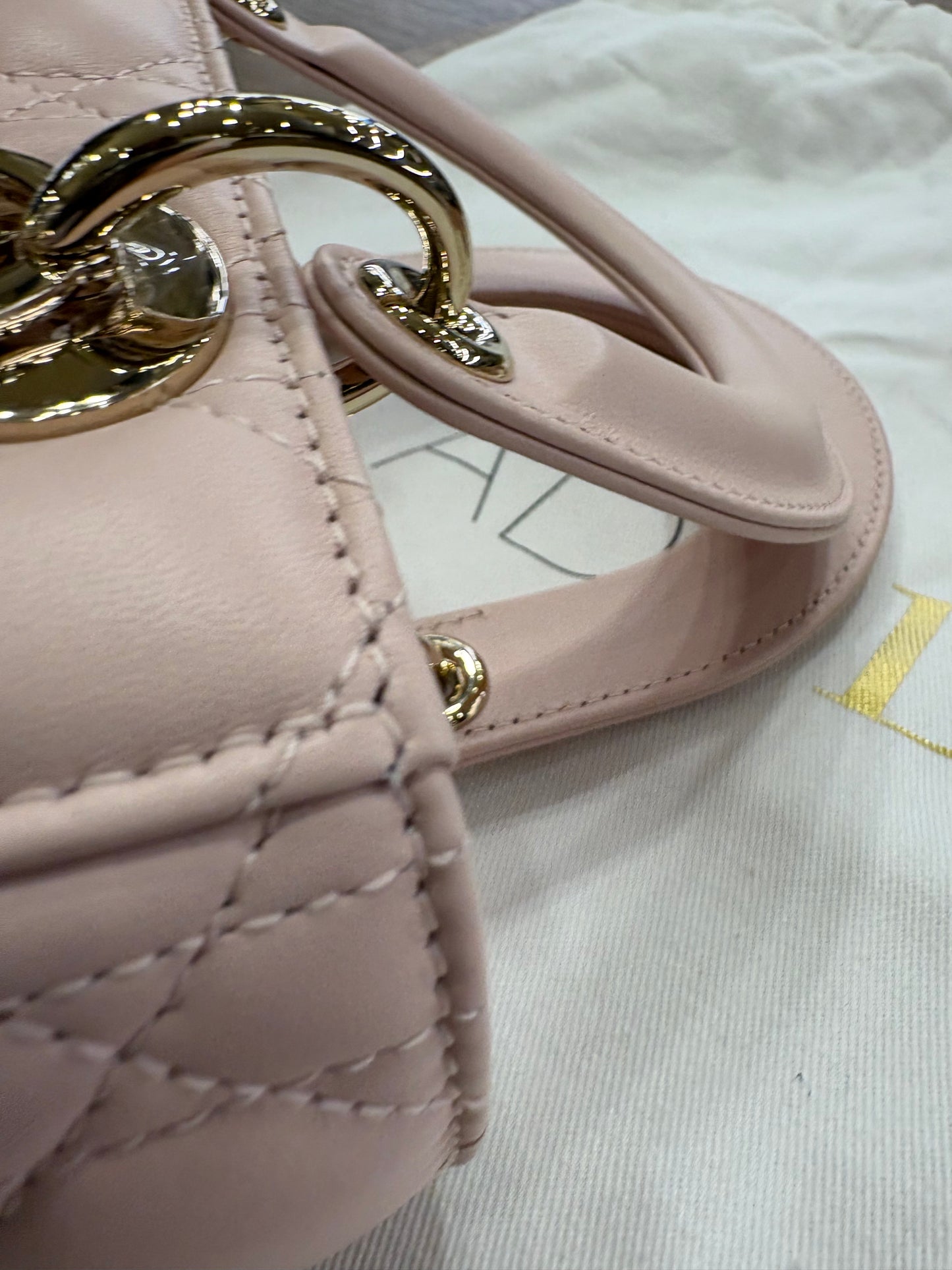 Dior Lady small in pelle cannage rosa hw gold