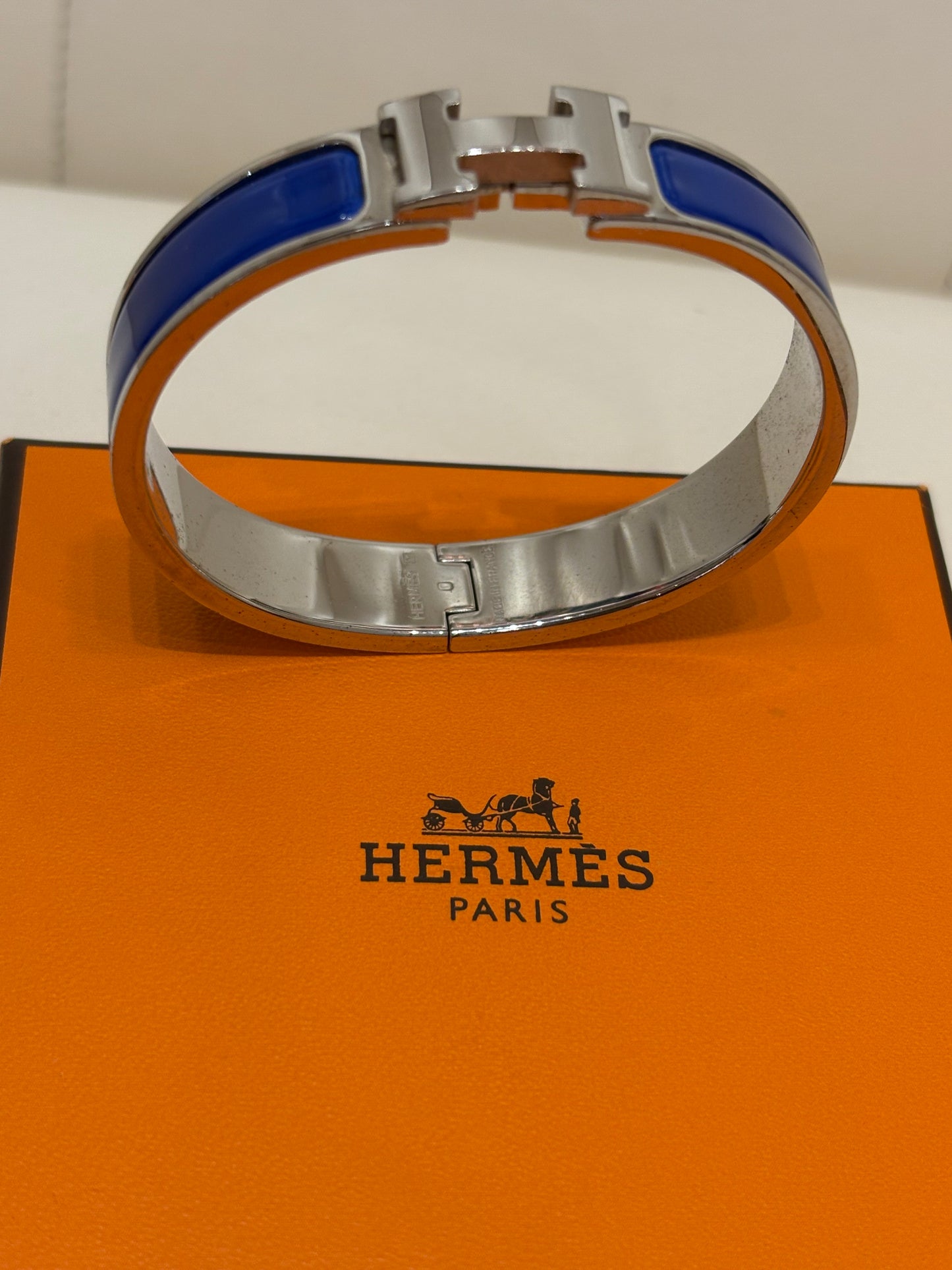 Hermès bracciale Clic H smalto bluette