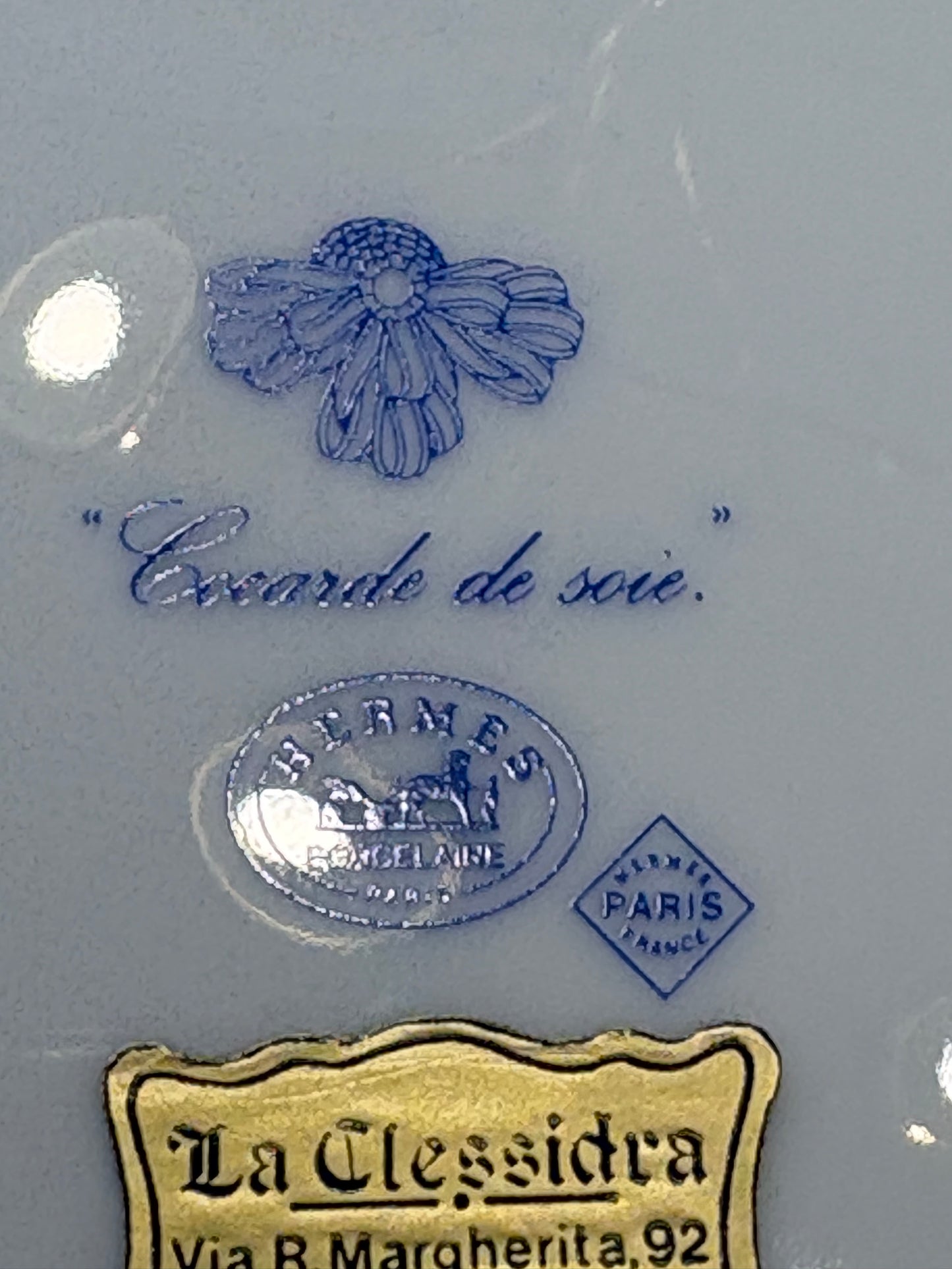 Piatto Piano Hermès "Cocarde de Soie" in Porcellana di Limoges 27 cm. Nuovo