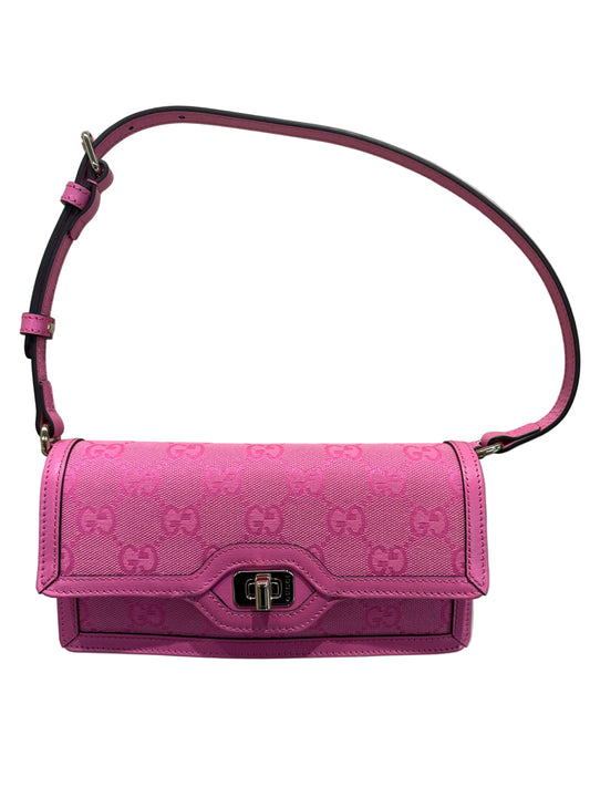 Gucci Borsa a Spalla Luce Mini in Tela GG Monogram Rose Dark Blossom. Nuova