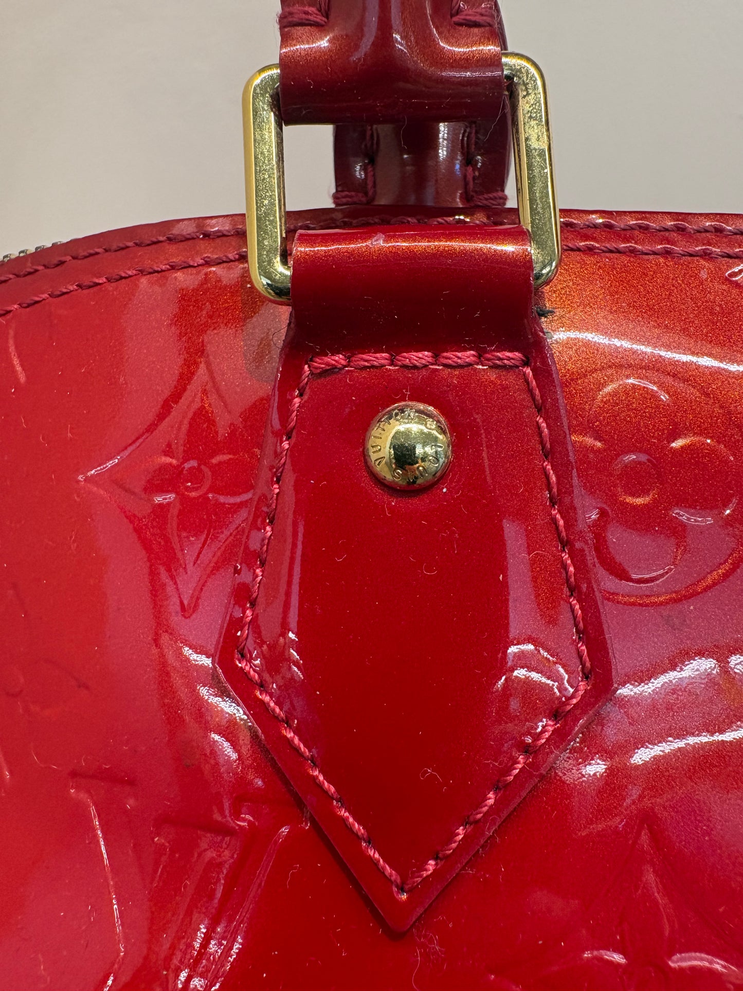 Louis Vuitton Borsa Alma GM in Pelle Monogram Vernis Rosso Fuoco